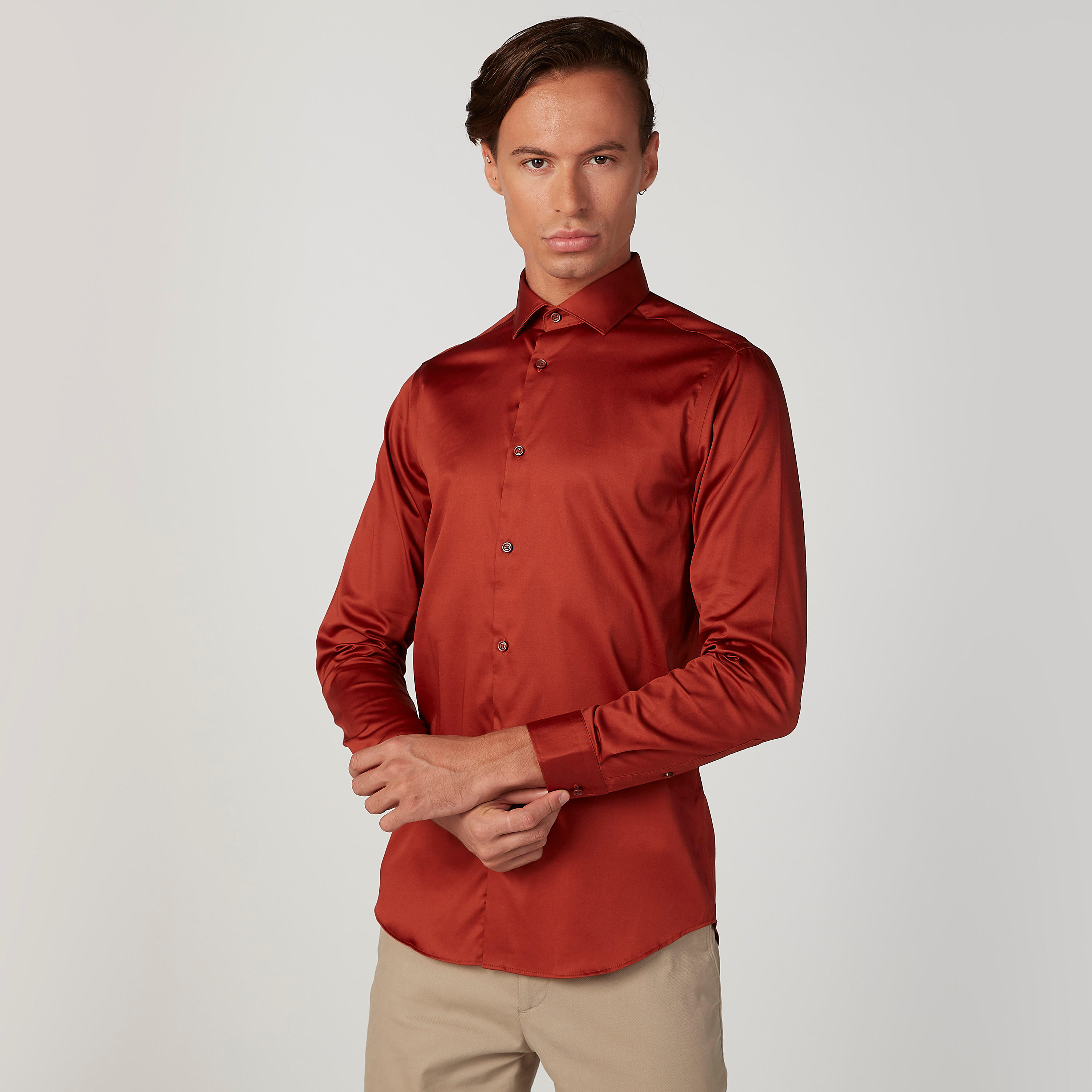 Solid Shirt with Spread Collar and Long Sleeves-men-clothing-shirts-image-1