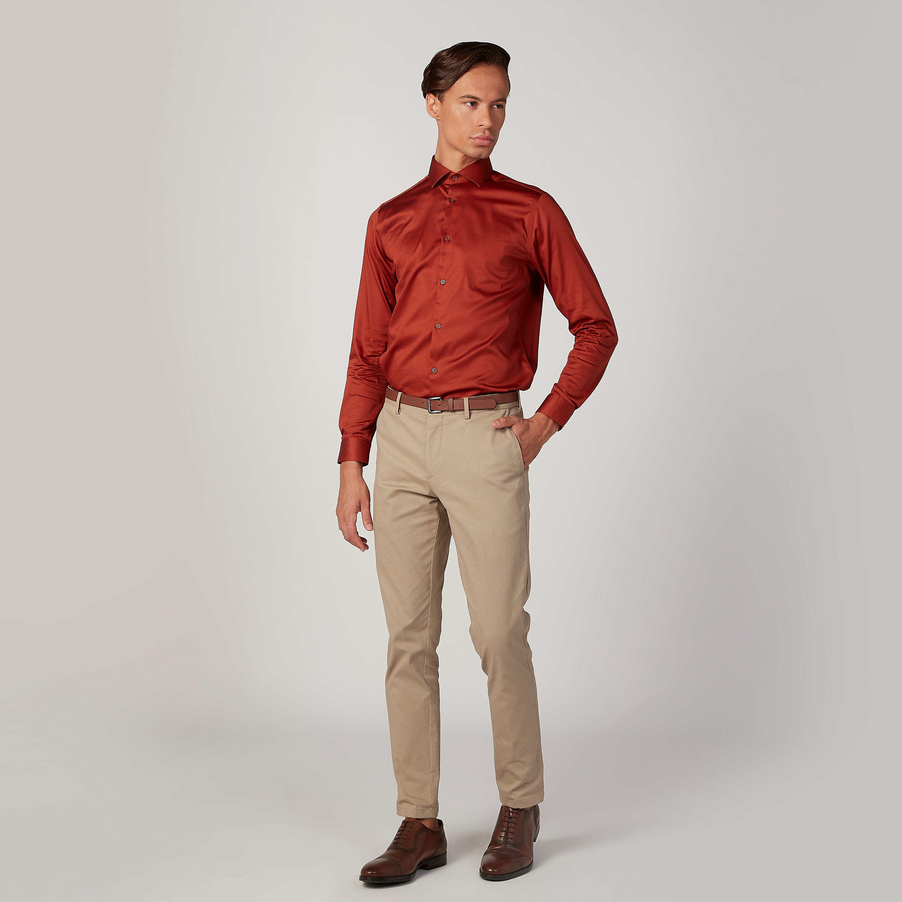 Solid Shirt with Spread Collar and Long Sleeves-men-clothing-shirts-image-2