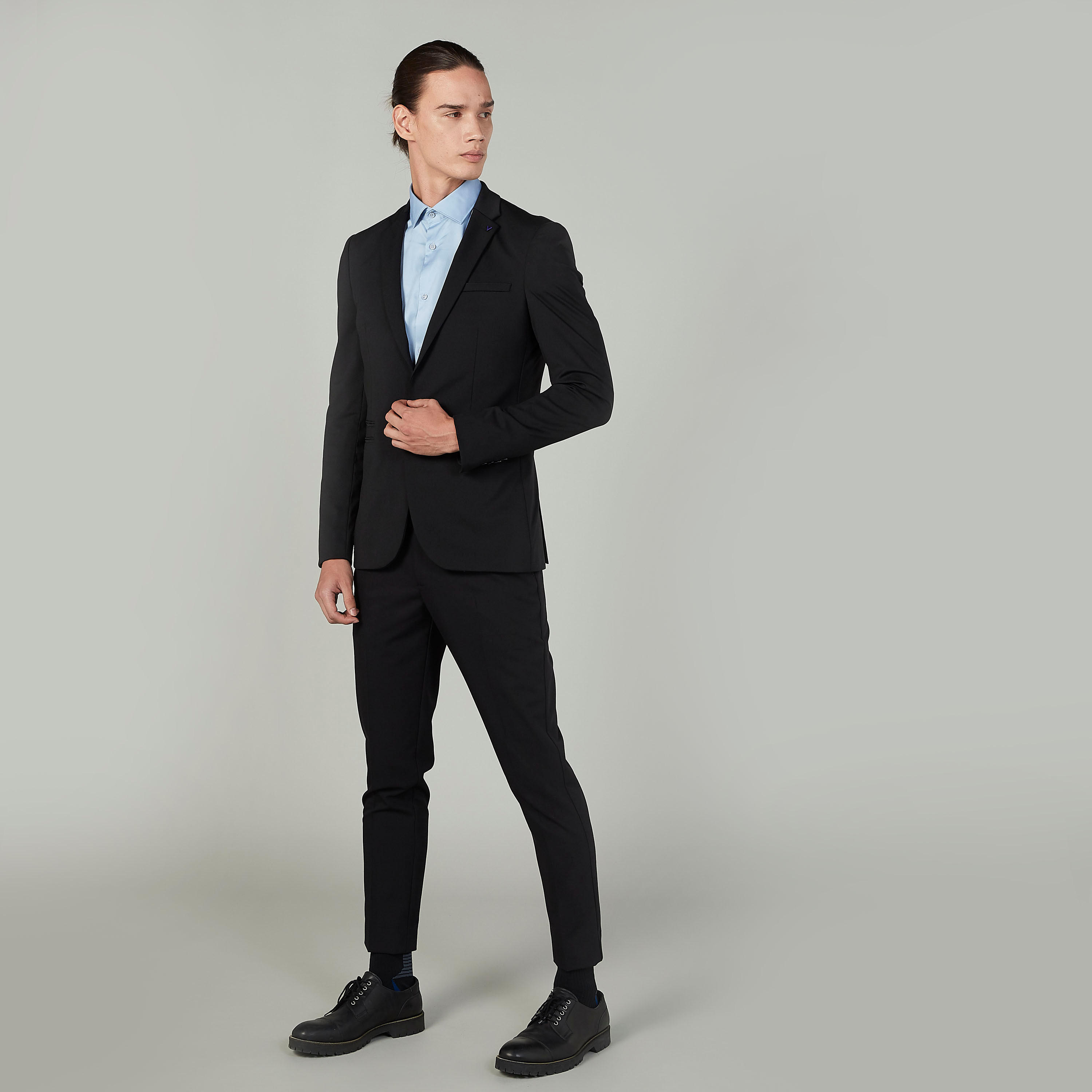 Plain Shirt with Long Sleeves and Spread Collar-men-clothing-shirts-image-2
