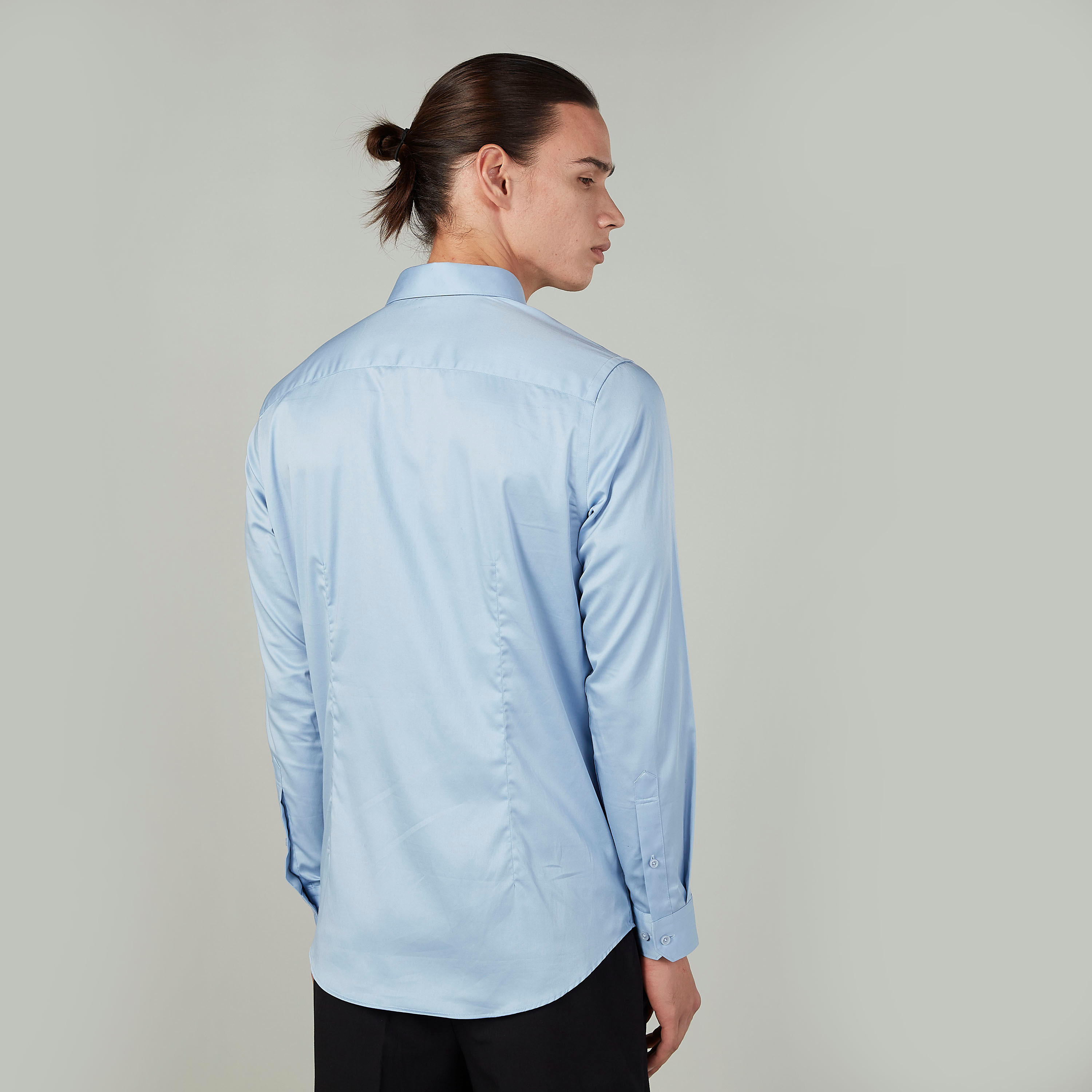 Plain Shirt with Long Sleeves and Spread Collar-men-clothing-shirts-image-4