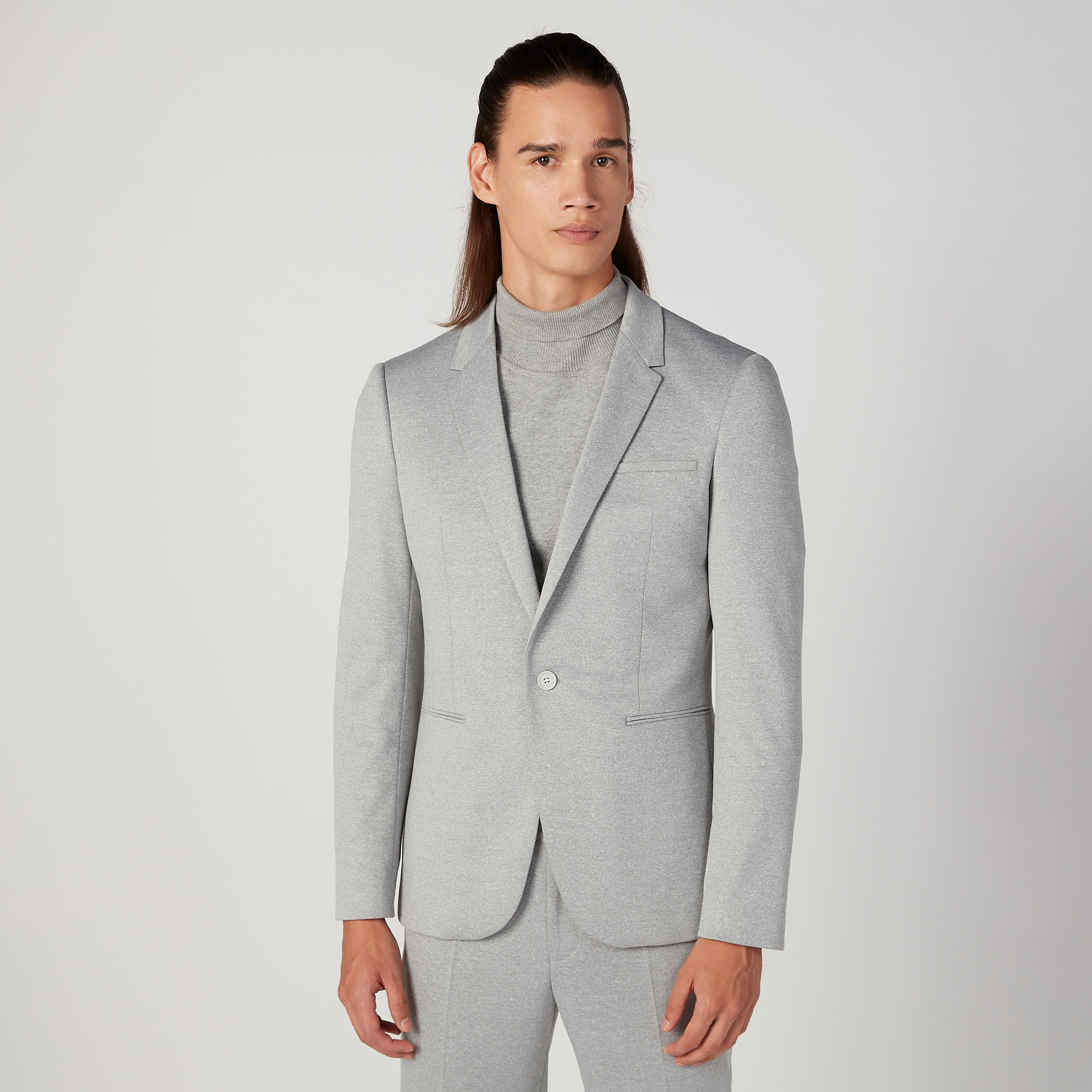 بليزر سكيني فيت بارز الملمس بأكمام طويلة وجيوب داخلية-men-winterwear-jacketsandblazers-image-1