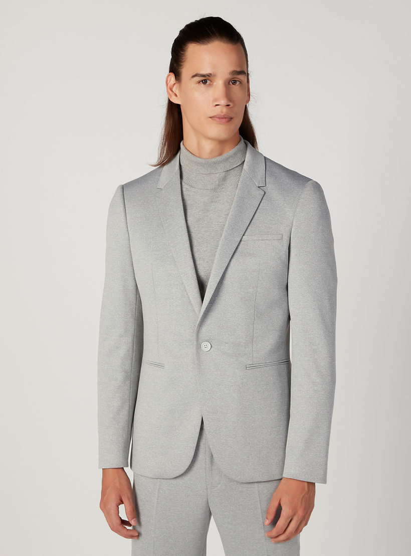 بليزر سكيني فيت بارز الملمس بأكمام طويلة وجيوب داخلية-men-winterwear-jacketsandblazers-image-1