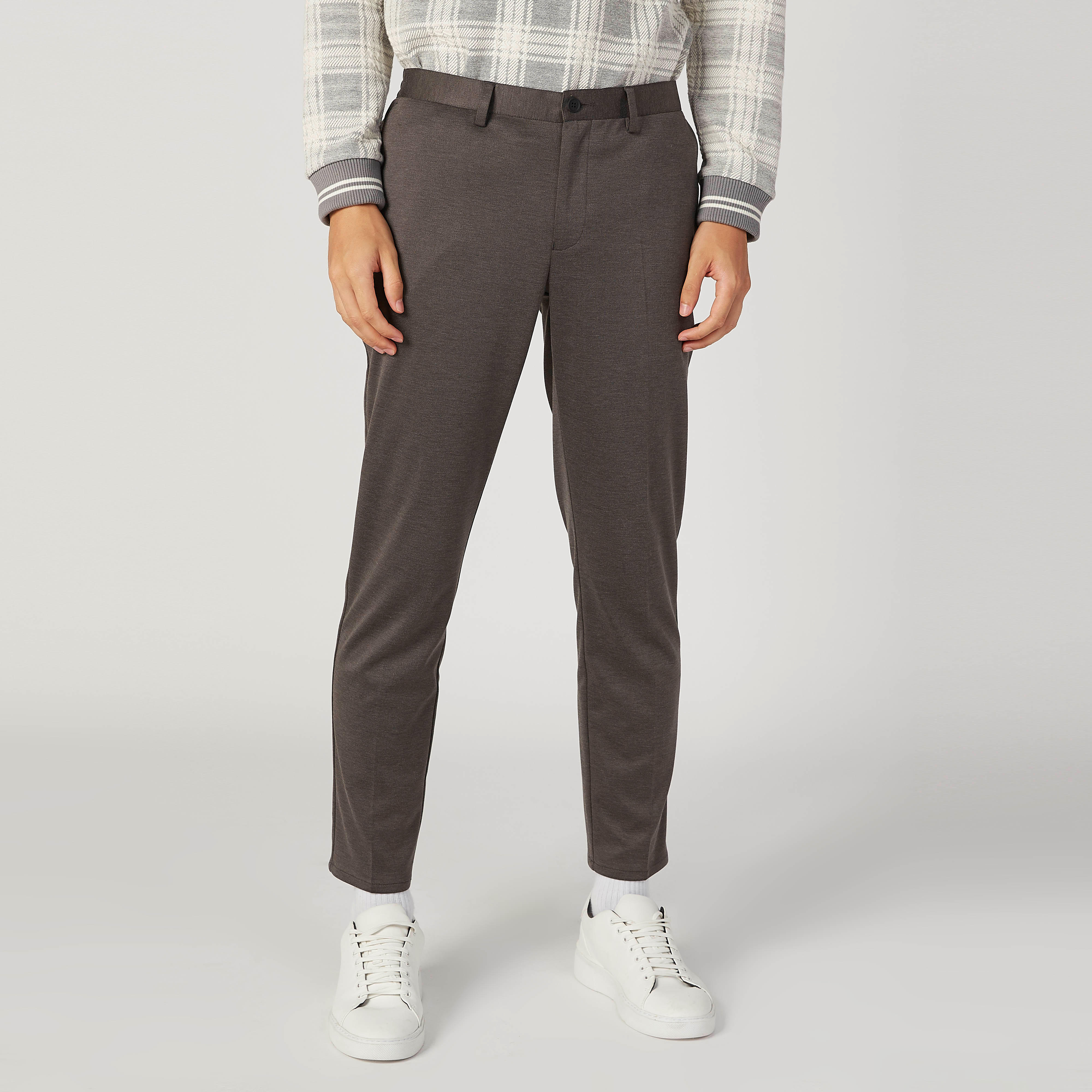 Full Length Plain Trousers with Pocket Detail and Belt Loops-men-clothing-bottoms-trousersandchinos-trousers-image-1