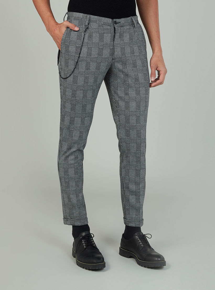 بنطلون رسمي سكيني كاروهات بخصر متوسط الارتفاع وجيوب-men-clothing-bottoms-trousersandchinos-trousers-image-1