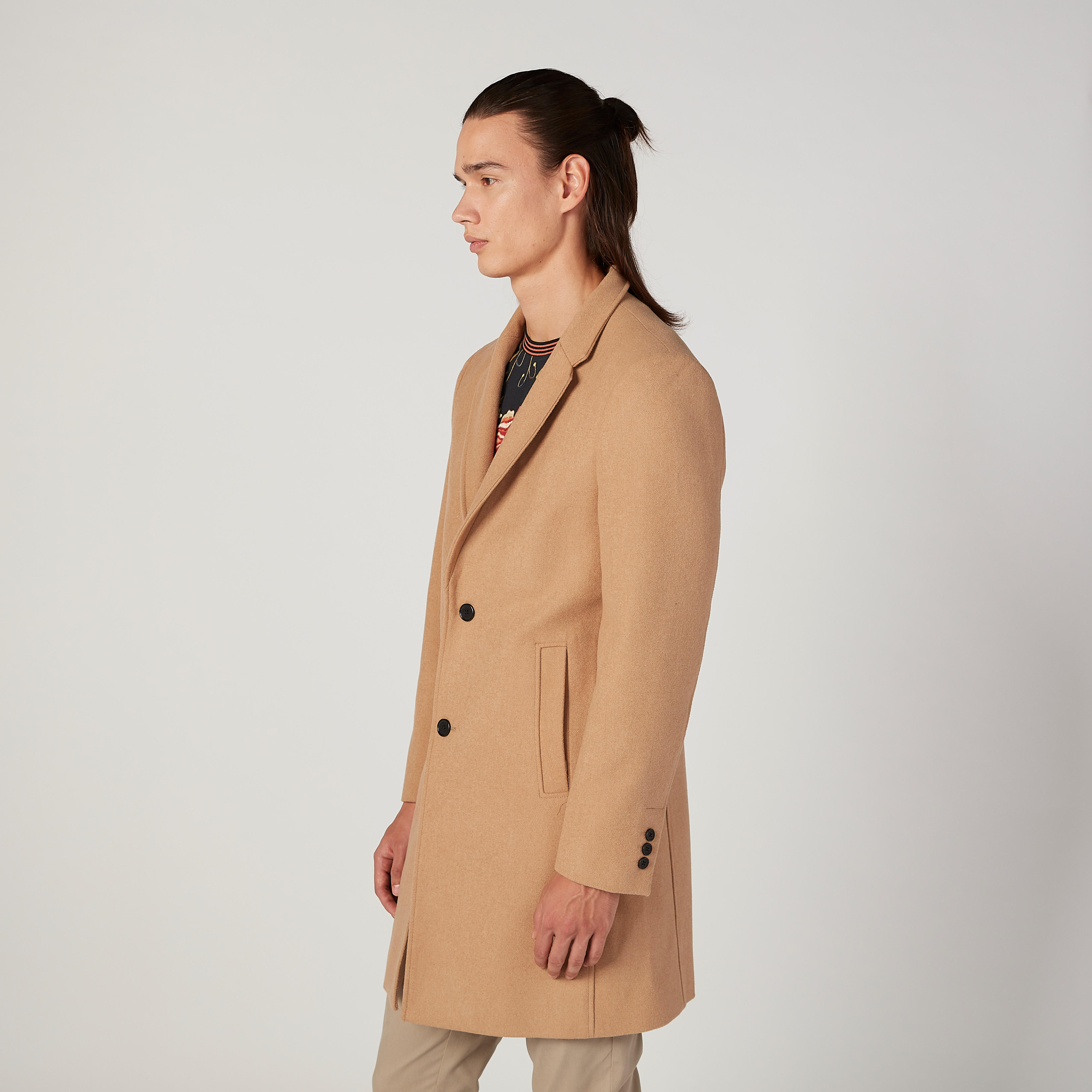 معطف سليم فيت بارز الملمس بأكمام طويلة وجيوب-men-clothing-jacketsandblazers-coats-image-5