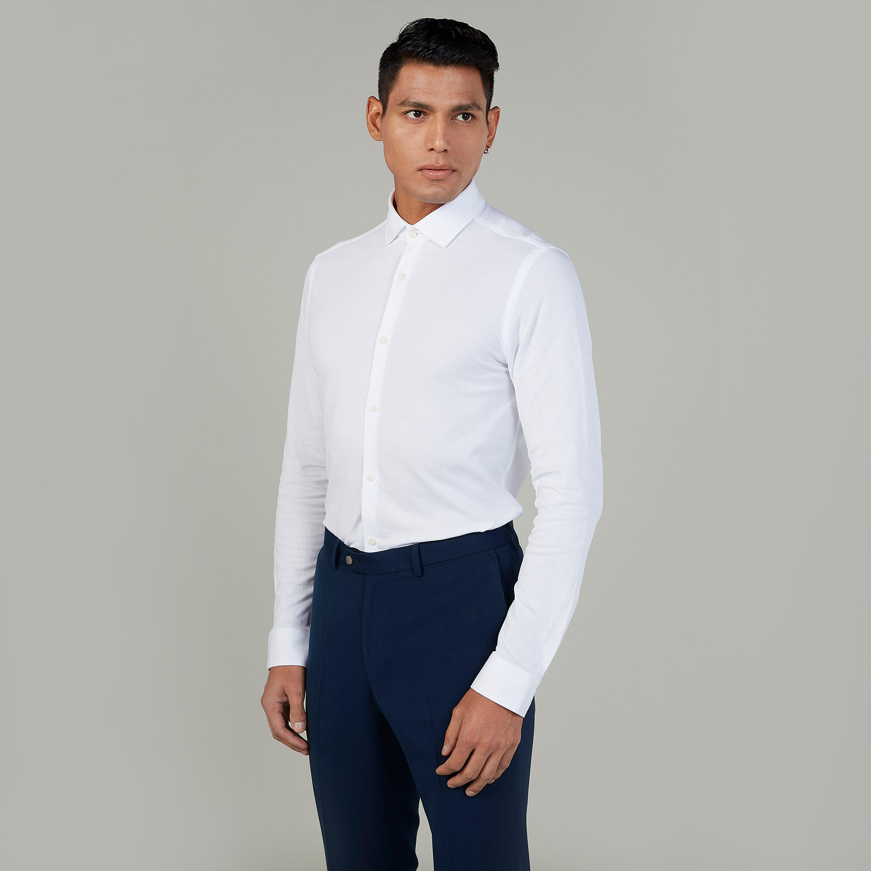 قميص مستدام رسمي بارز الملمس بياقة عاديّة وأكمام طويلة -men-clothing-shirts-image-1