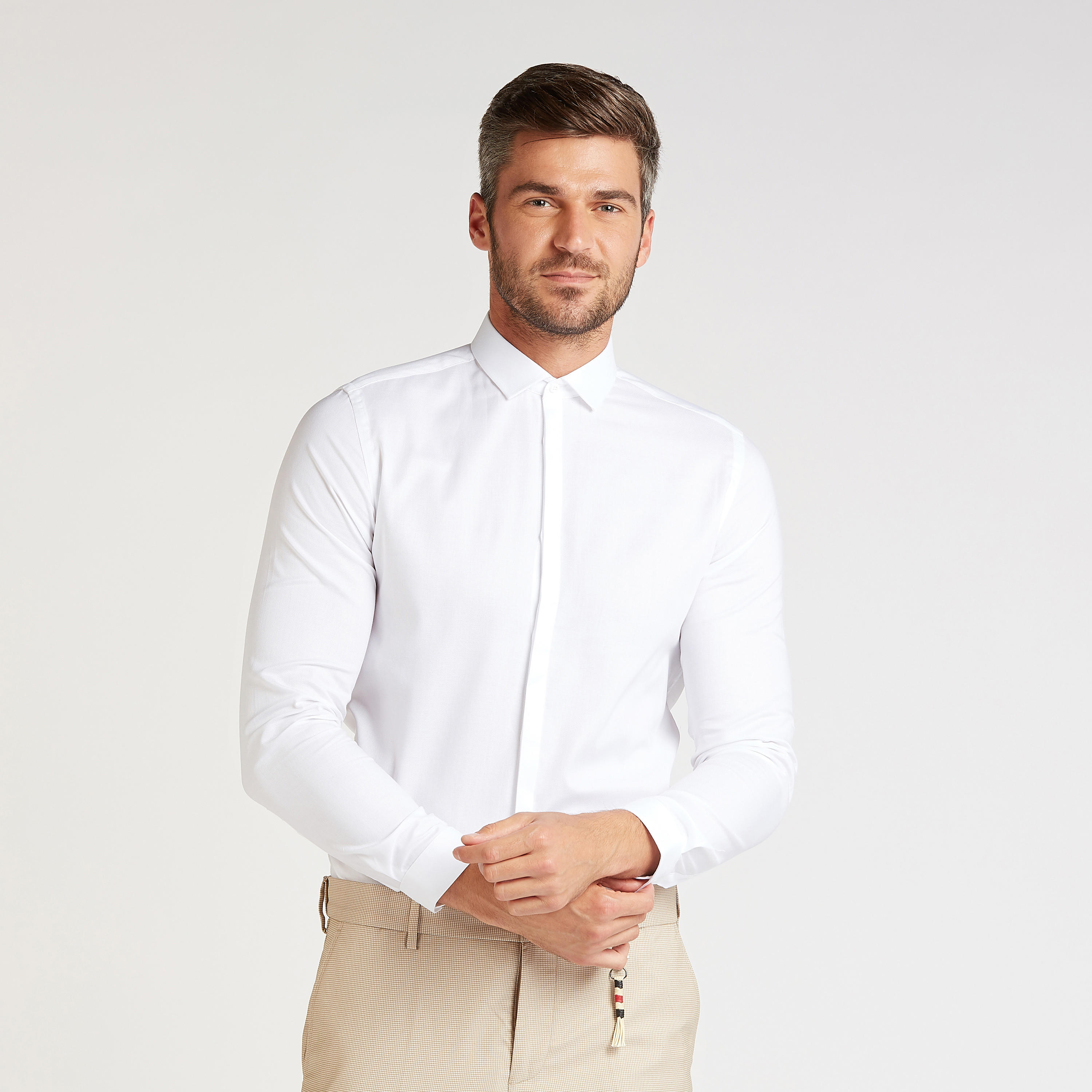 Solid Formal Shirt with Long Sleeves and Spread Collar-men-clothing-shirts-image-1