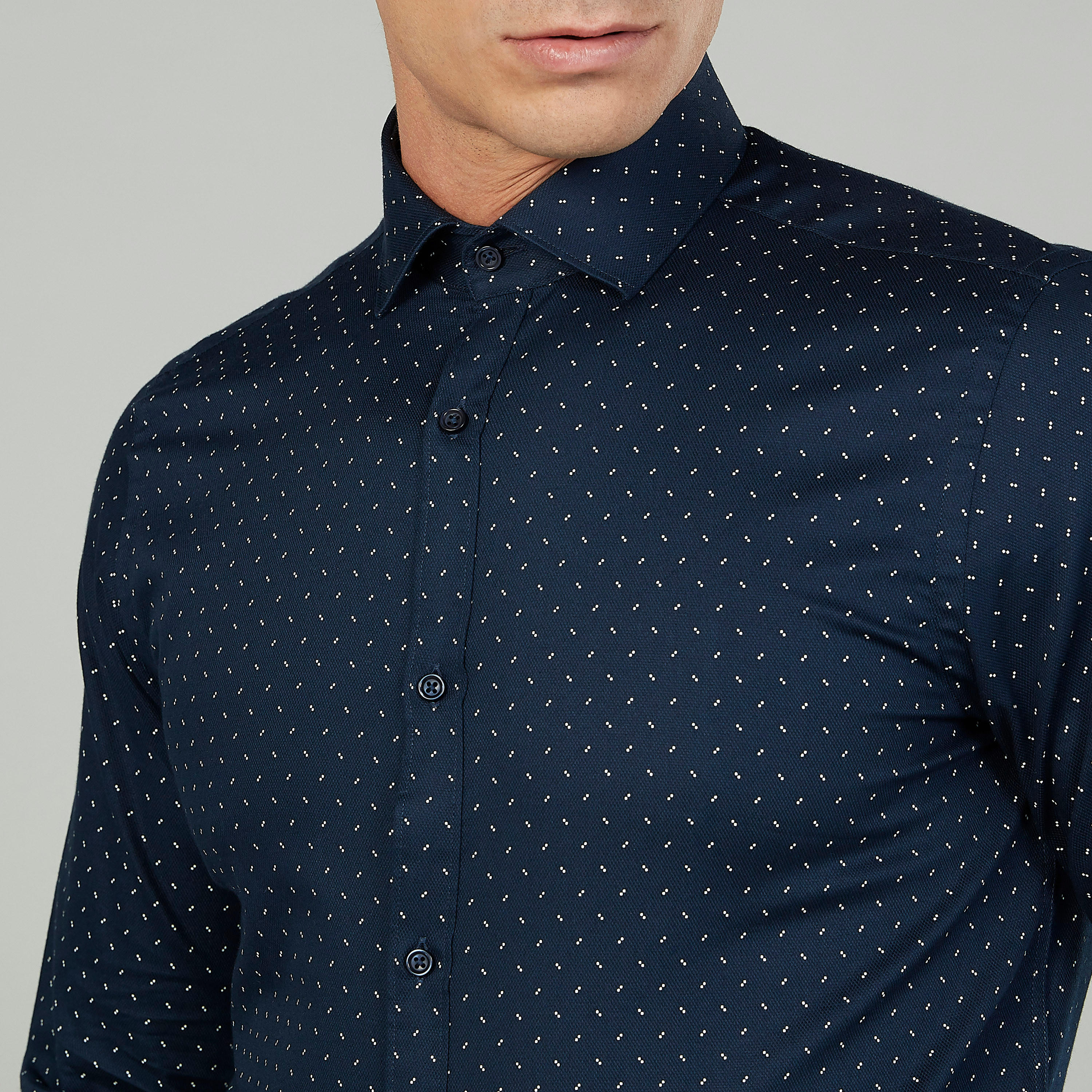قميص مستدام سليم فيت بياقة عاديّة وأكمام طويلة وطبعات -men-clothing-shirts-image-3