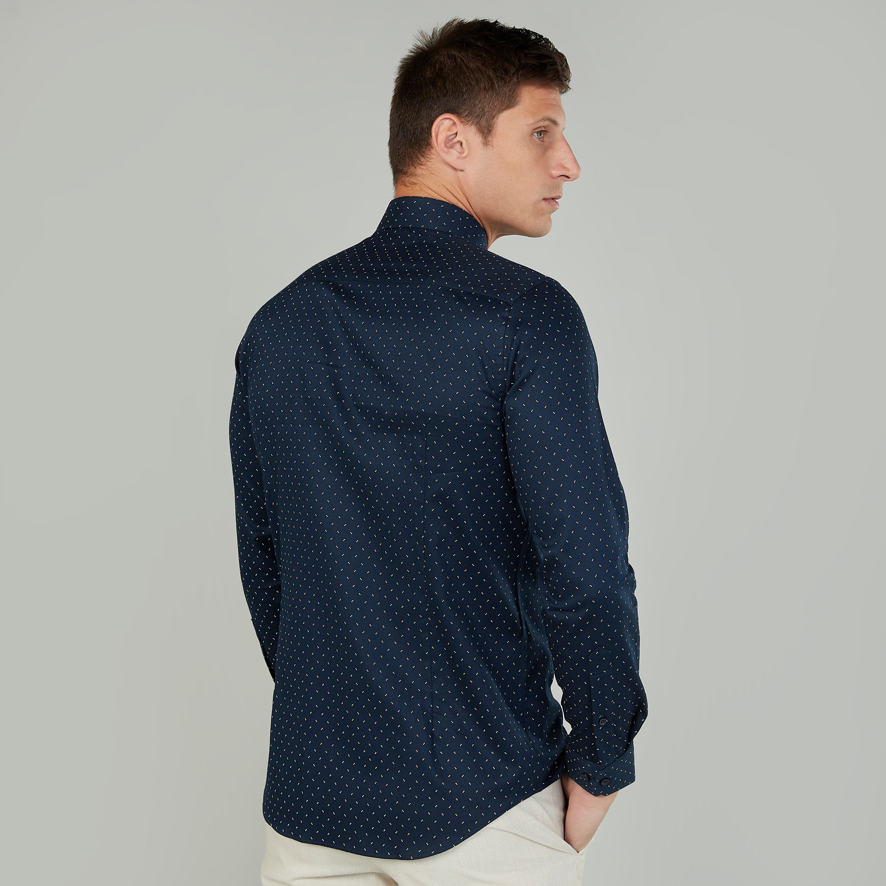 قميص مستدام سليم فيت بياقة عاديّة وأكمام طويلة وطبعات -men-clothing-shirts-image-4