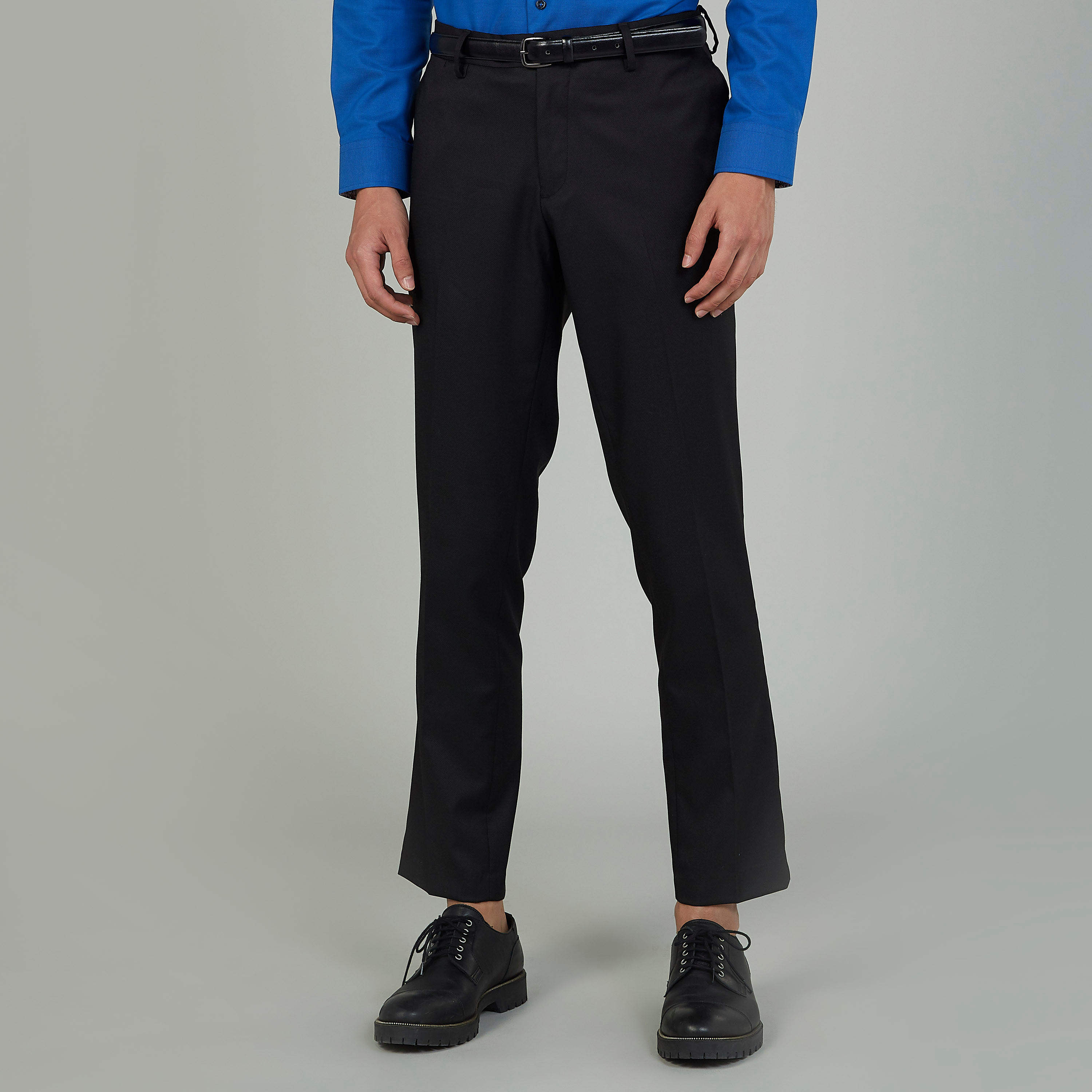 بنطلون رسمي سادة سليم بجيوب وحلقات حزام-men-clothing-bottoms-trousersandchinos-trousers-image-1