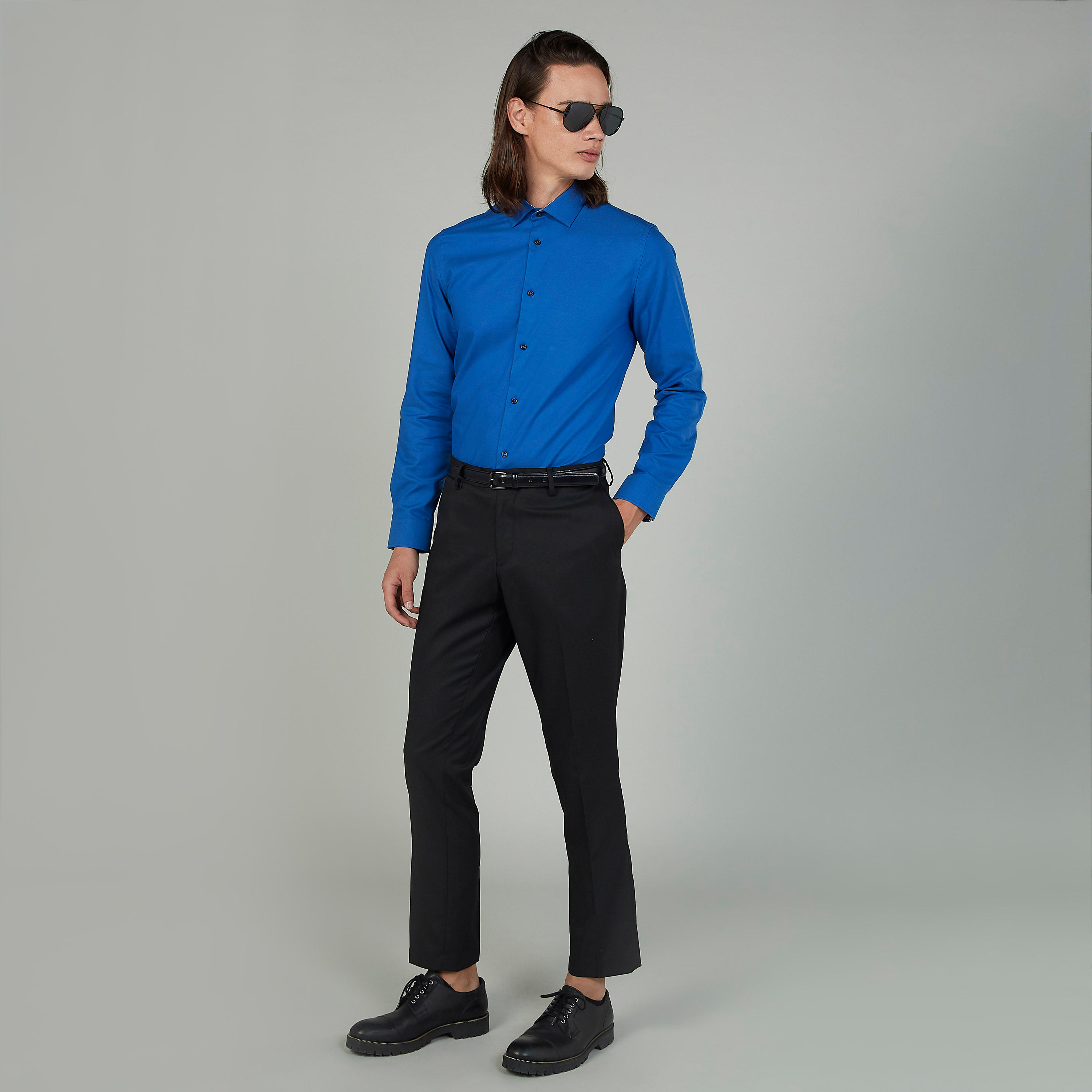 بنطلون رسمي سادة سليم بجيوب وحلقات حزام-men-clothing-bottoms-trousersandchinos-trousers-image-2