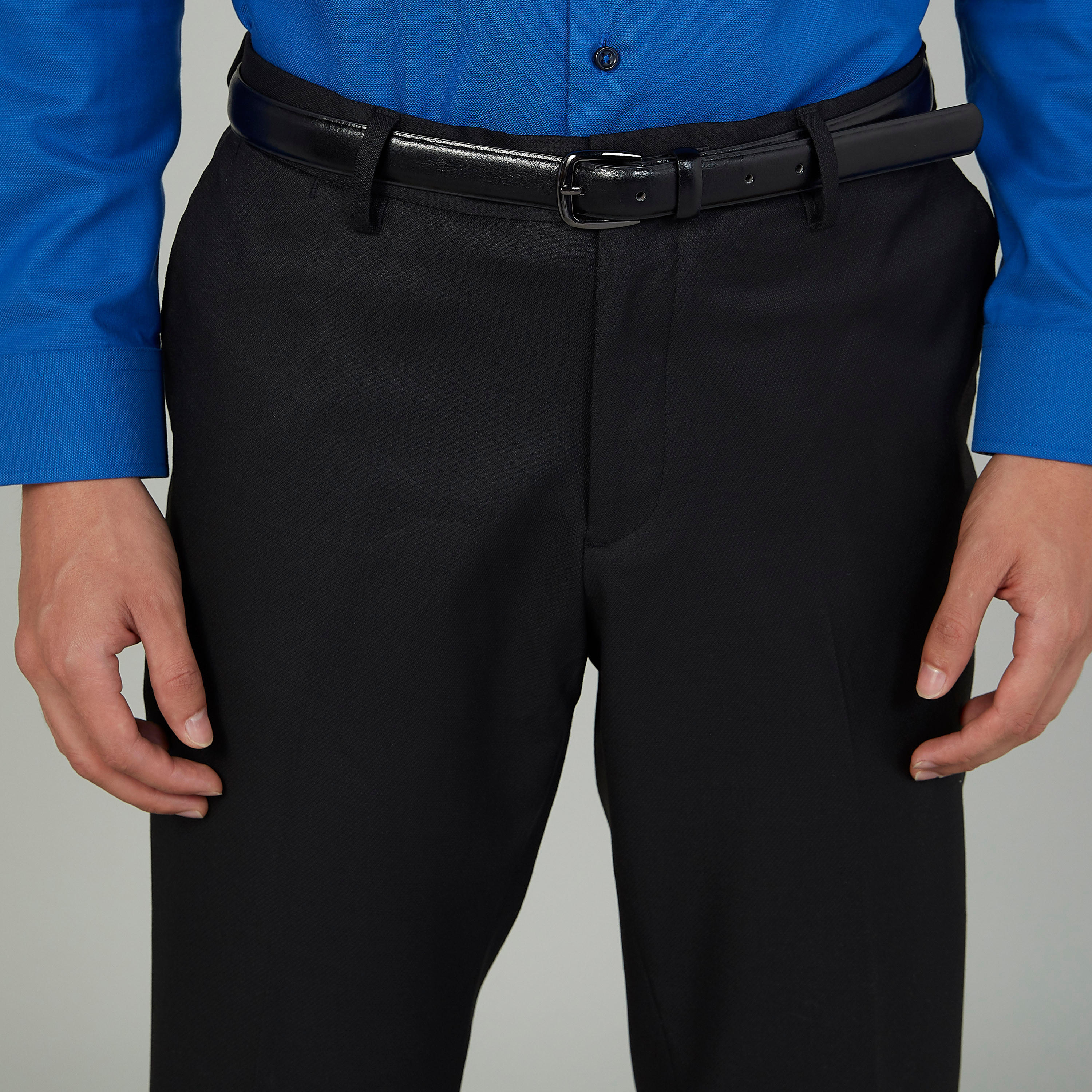 بنطلون رسمي سادة سليم بجيوب وحلقات حزام-men-clothing-bottoms-trousersandchinos-trousers-image-3