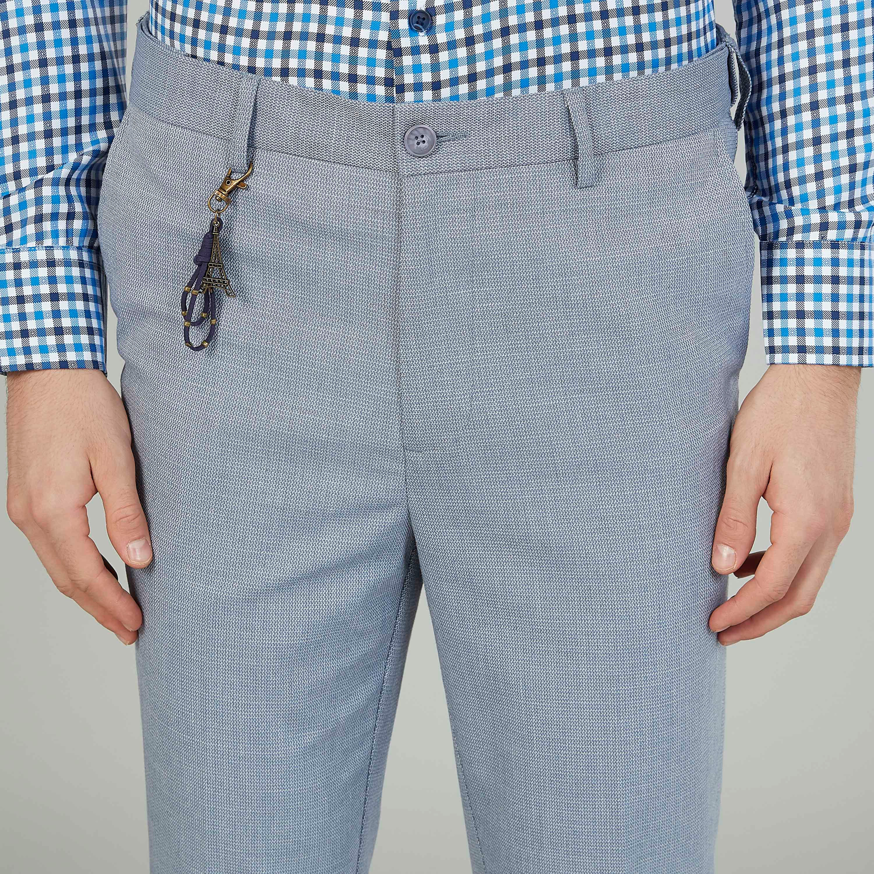 بنطلون سليم رسمي بارز الملمس بخصر متوسط الارتفاع وجيوب-men-clothing-bottoms-trousersandchinos-trousers-image-3