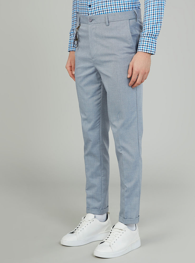 بنطلون سليم رسمي بارز الملمس بخصر متوسط الارتفاع وجيوب-men-clothing-bottoms-trousersandchinos-trousers-image-5
