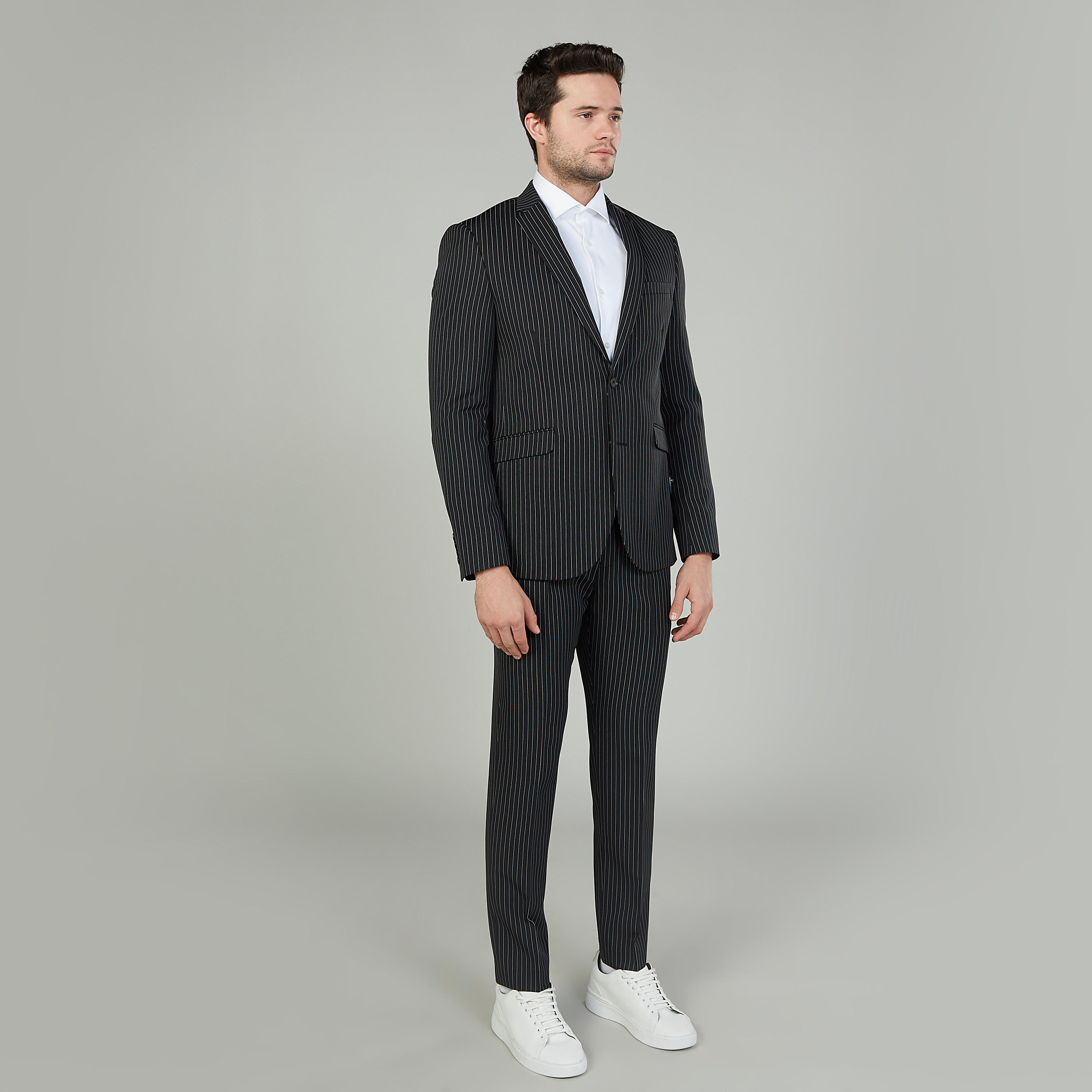 بنطلون مخطّط سليم بخصر متوسط الارتفاع وعراوي وجيوب-men-clothing-bottoms-trousersandchinos-trousers-image-2