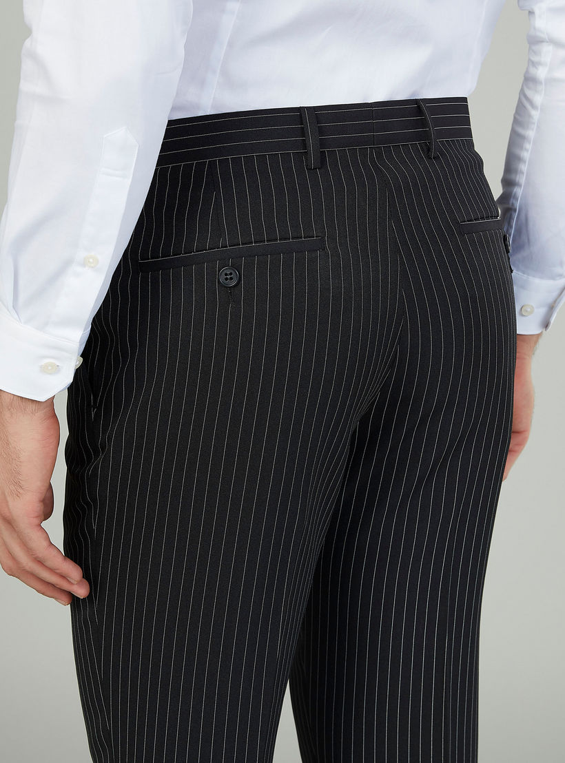 بنطلون مخطّط سليم بخصر متوسط الارتفاع وعراوي وجيوب-men-clothing-bottoms-trousersandchinos-trousers-image-3