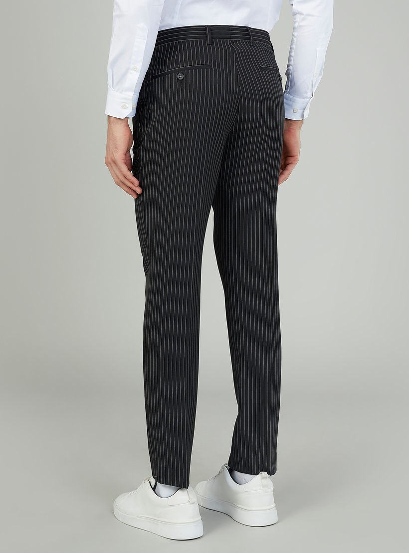 بنطلون مخطّط سليم بخصر متوسط الارتفاع وعراوي وجيوب-men-clothing-bottoms-trousersandchinos-trousers-image-4