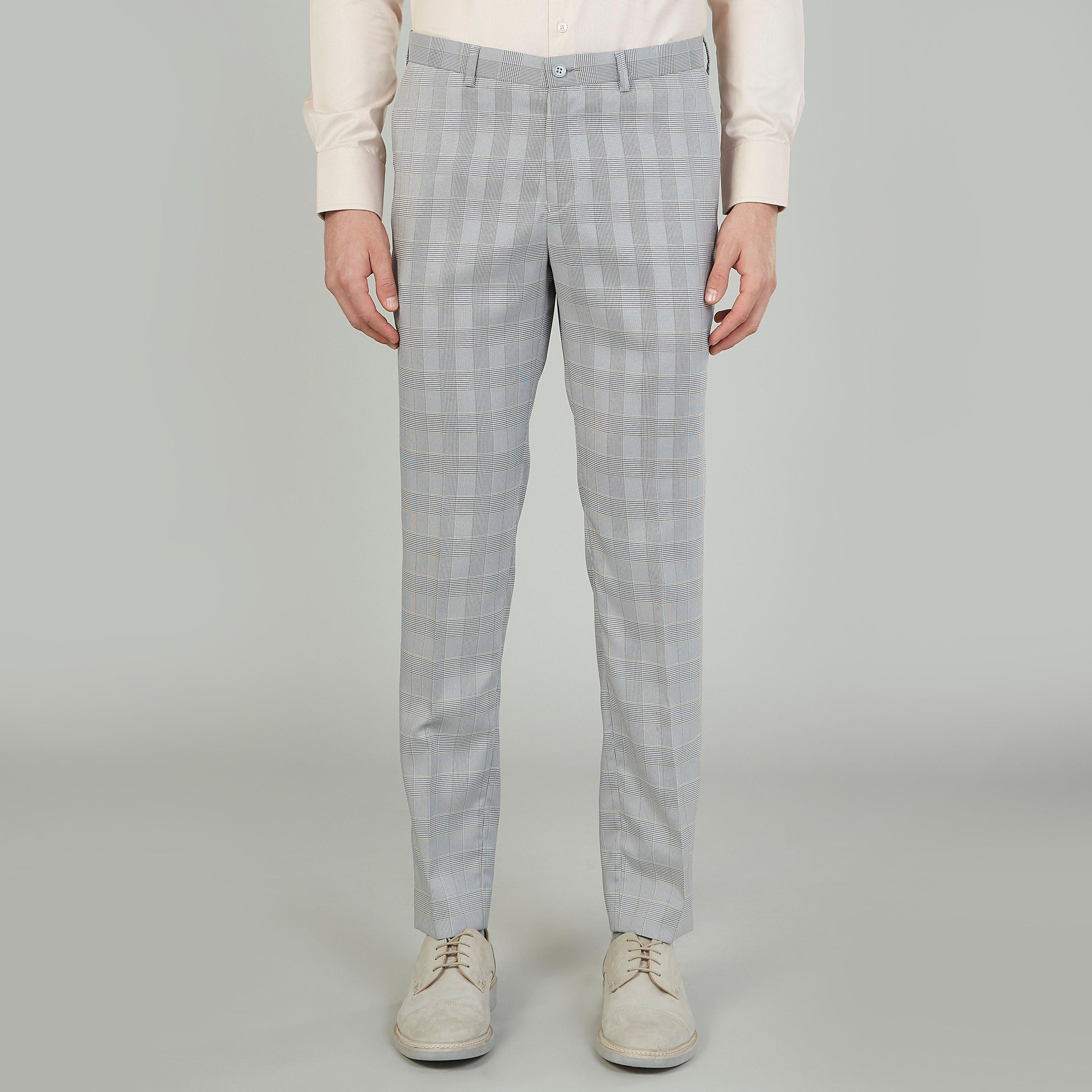 بنطلون كاروهات سليم بخصر متوسط الارتفاع وعراوي وجيوب-men-clothing-bottoms-trousersandchinos-trousers-image-1