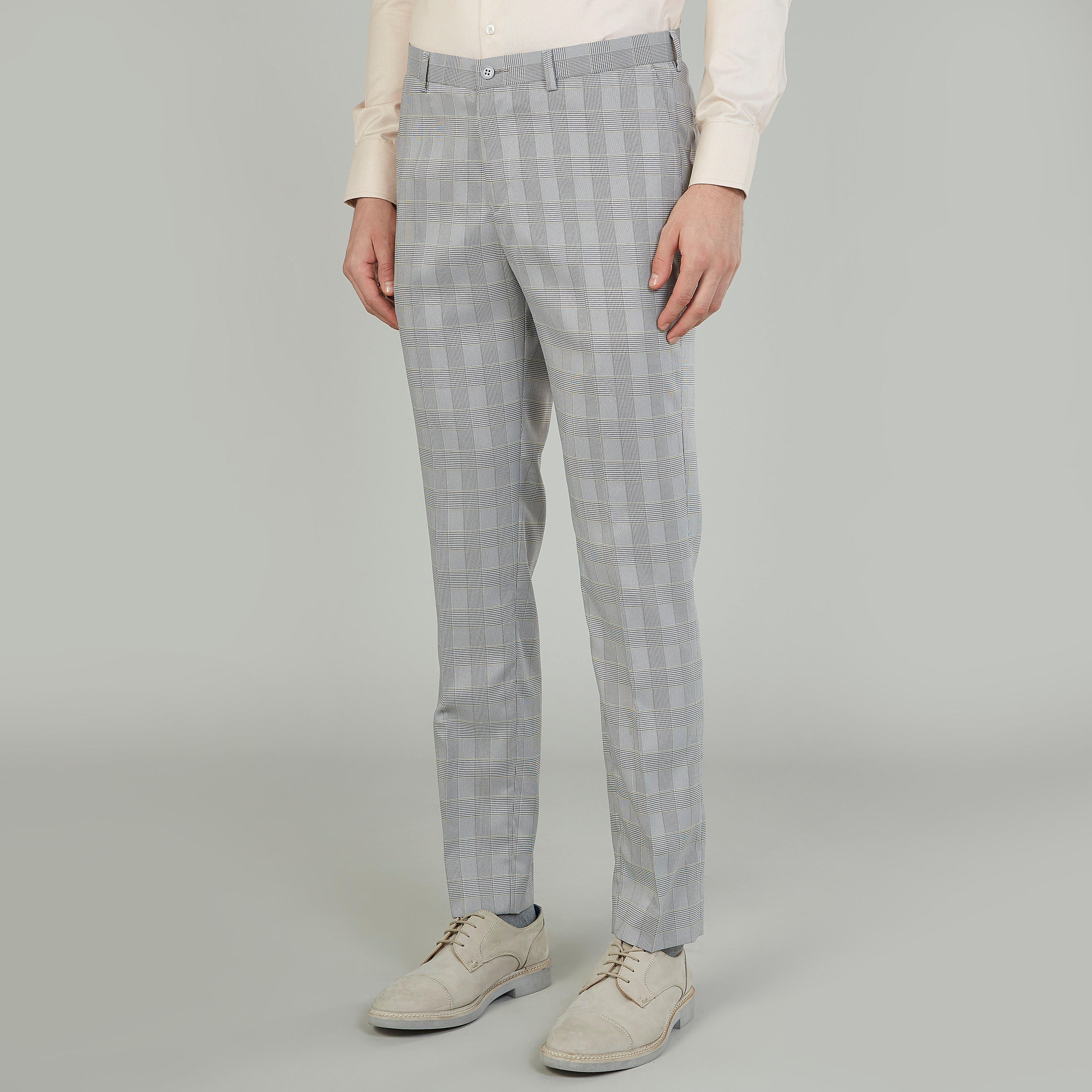بنطلون كاروهات سليم بخصر متوسط الارتفاع وعراوي وجيوب-men-clothing-bottoms-trousersandchinos-trousers-image-5