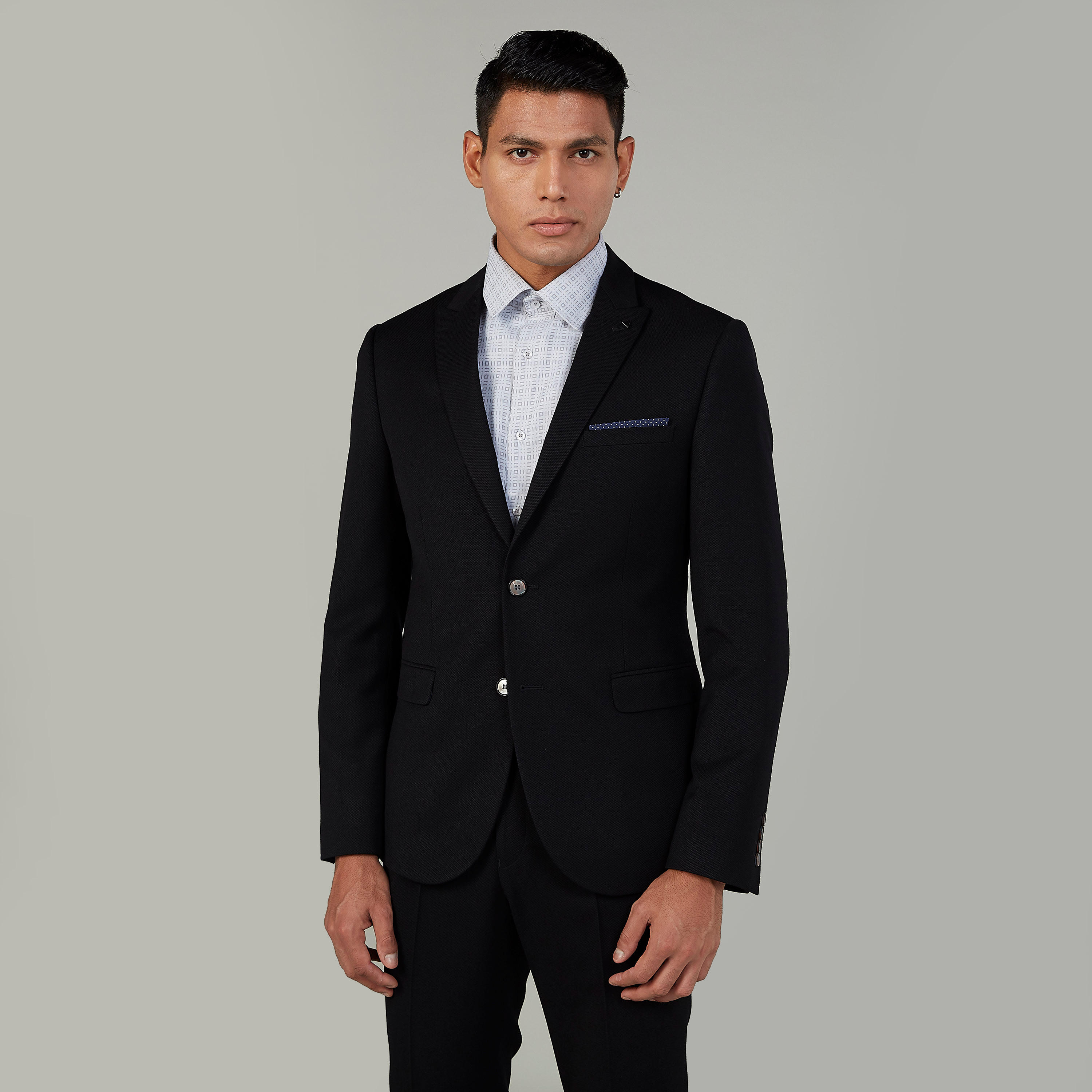 جاكيت بليزر رسمي سليم بارز الملمس بياقة مطوية وأكمام طويلة-men-winterwear-jacketsandblazers-image-1