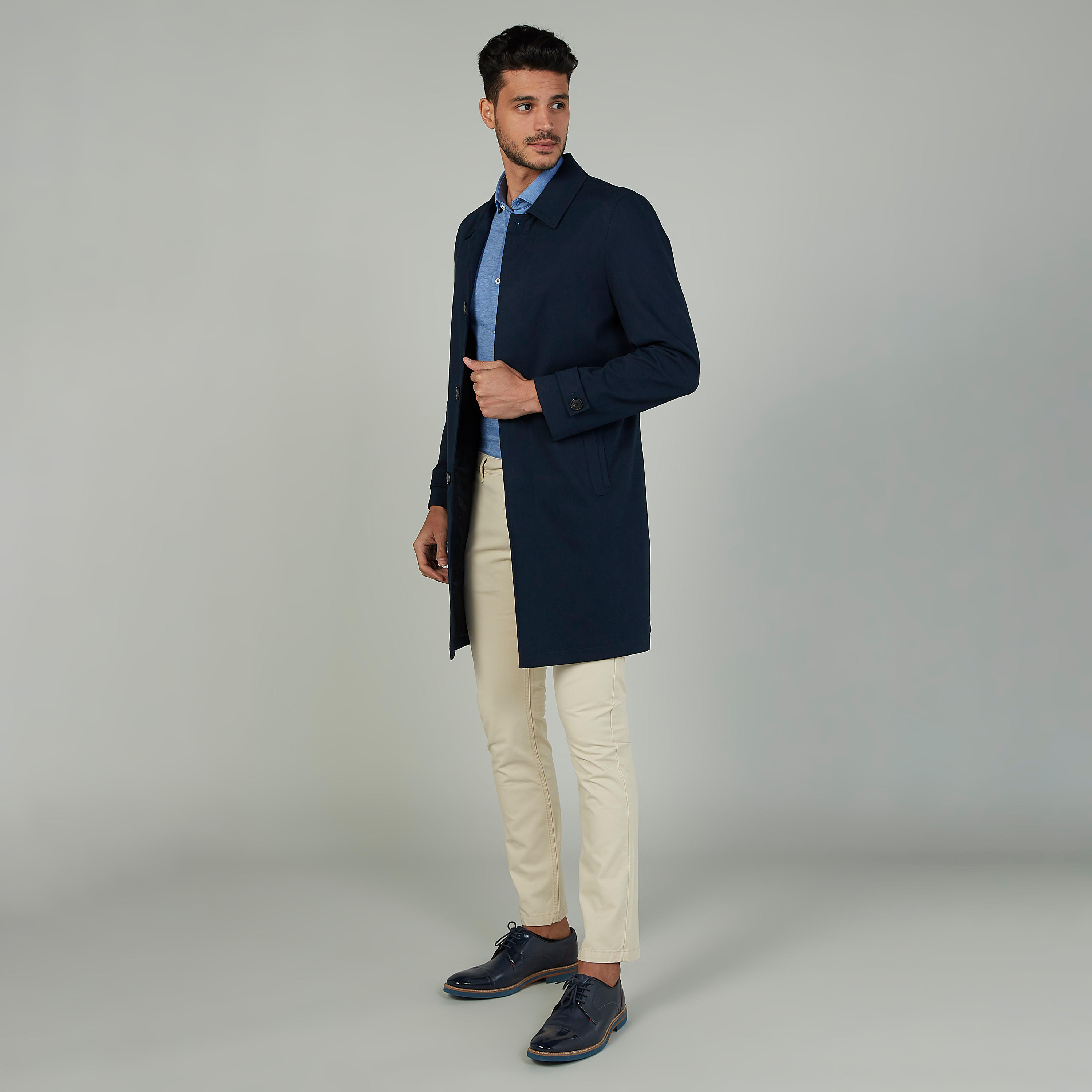 جاكيت رسمي طويل بارز الملس بأكمام طويلة وجيوب-men-clothing-jacketsandblazers-coats-image-2