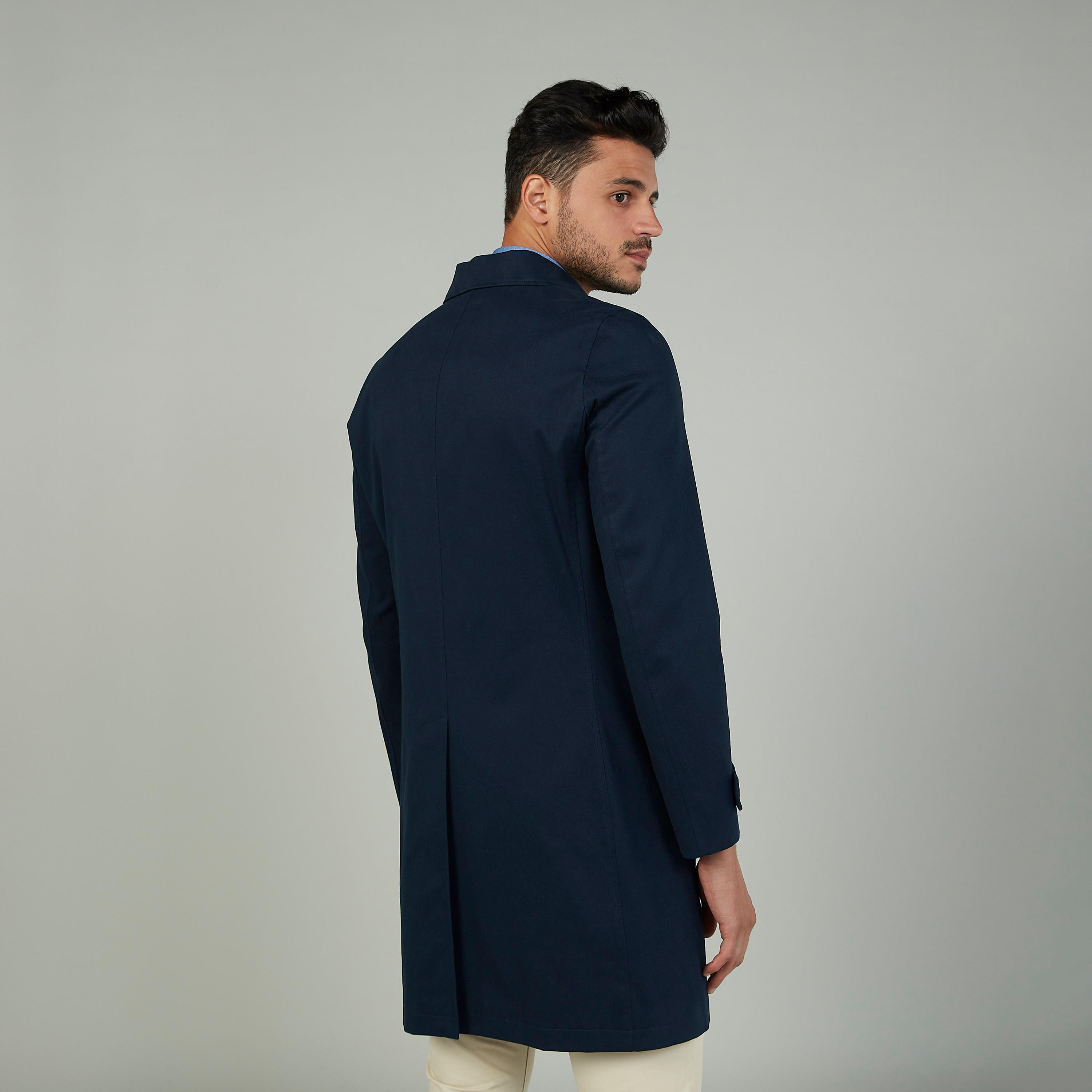 جاكيت رسمي طويل بارز الملس بأكمام طويلة وجيوب-men-clothing-jacketsandblazers-coats-image-4