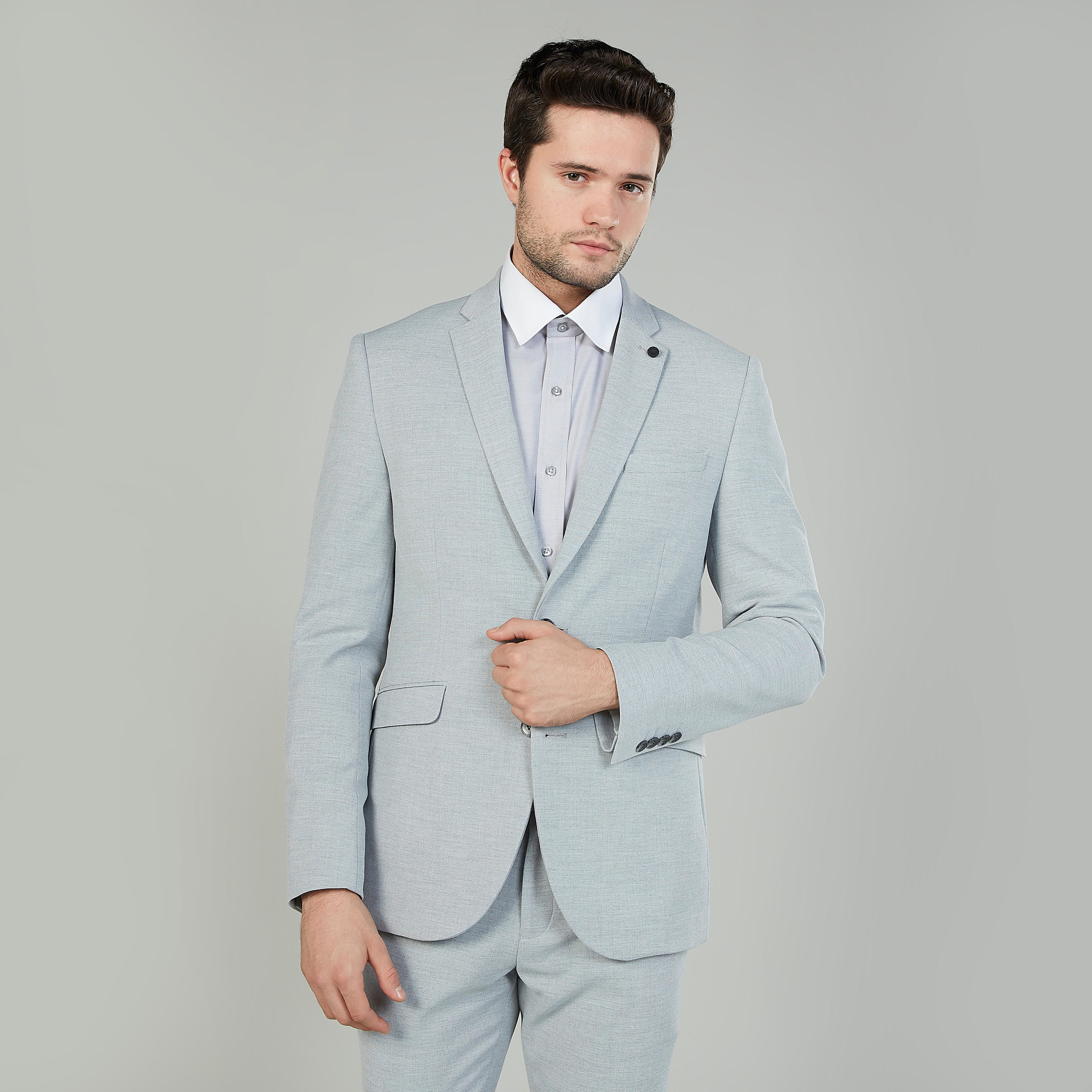 جاكيت بليزر رسمي سليم بارز الملمس بياقة مطوية وأكمام طويلة-men-winterwear-jacketsandblazers-image-5