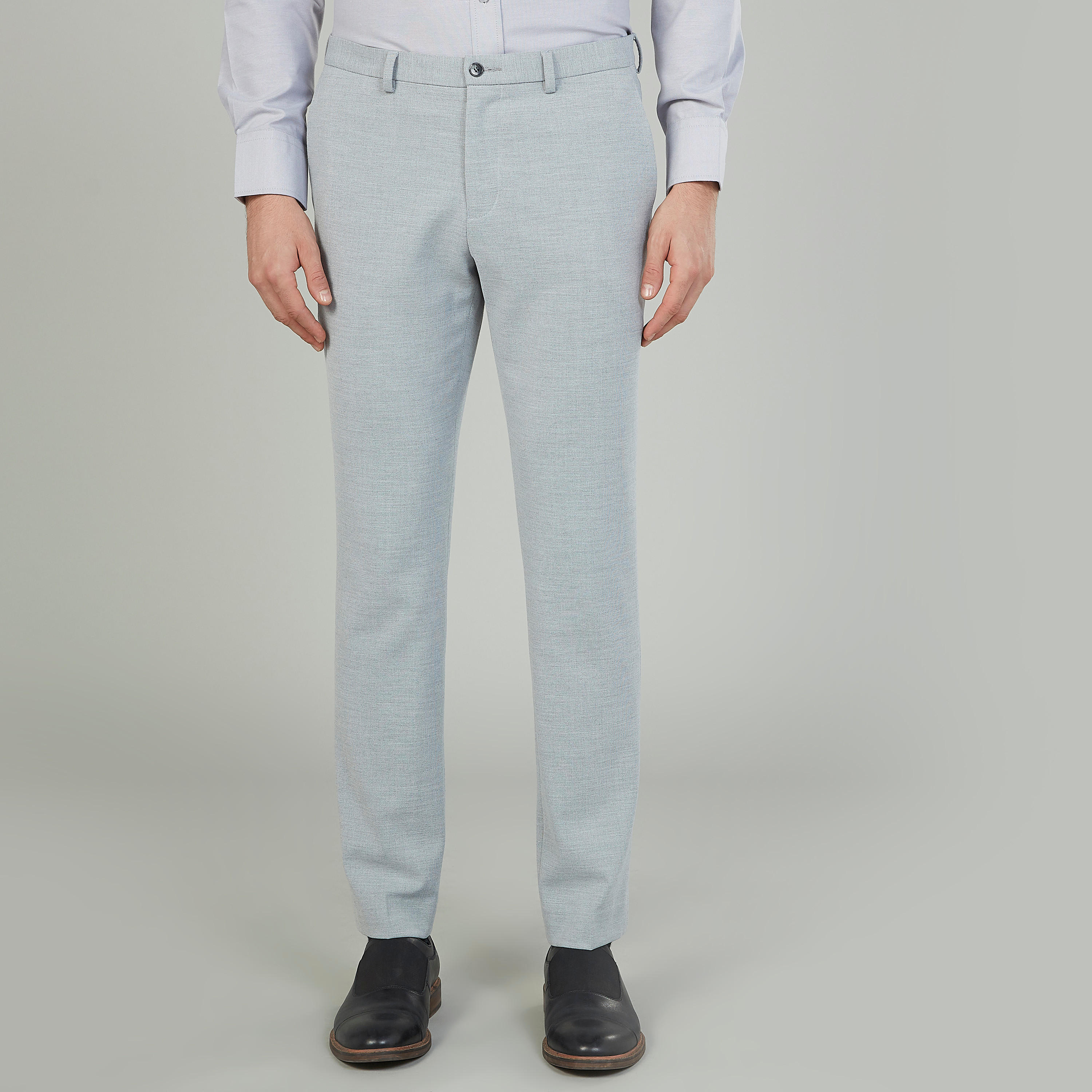 بنطلون رسمي سادة بخصر متوسط الإرتفاع بتفاصيل جيوب وعروات-men-clothing-bottoms-trousersandchinos-trousers-image-1