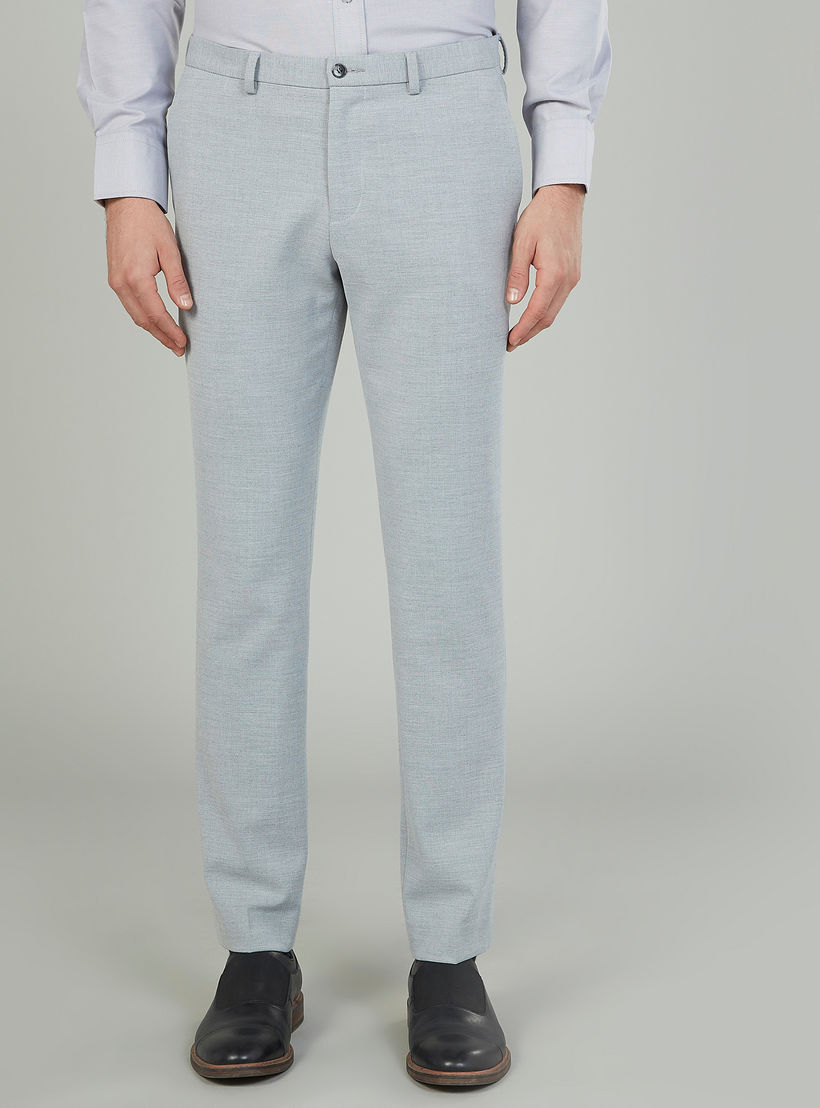 بنطلون رسمي سادة بخصر متوسط الإرتفاع بتفاصيل جيوب وعروات-men-clothing-bottoms-trousersandchinos-trousers-image-1