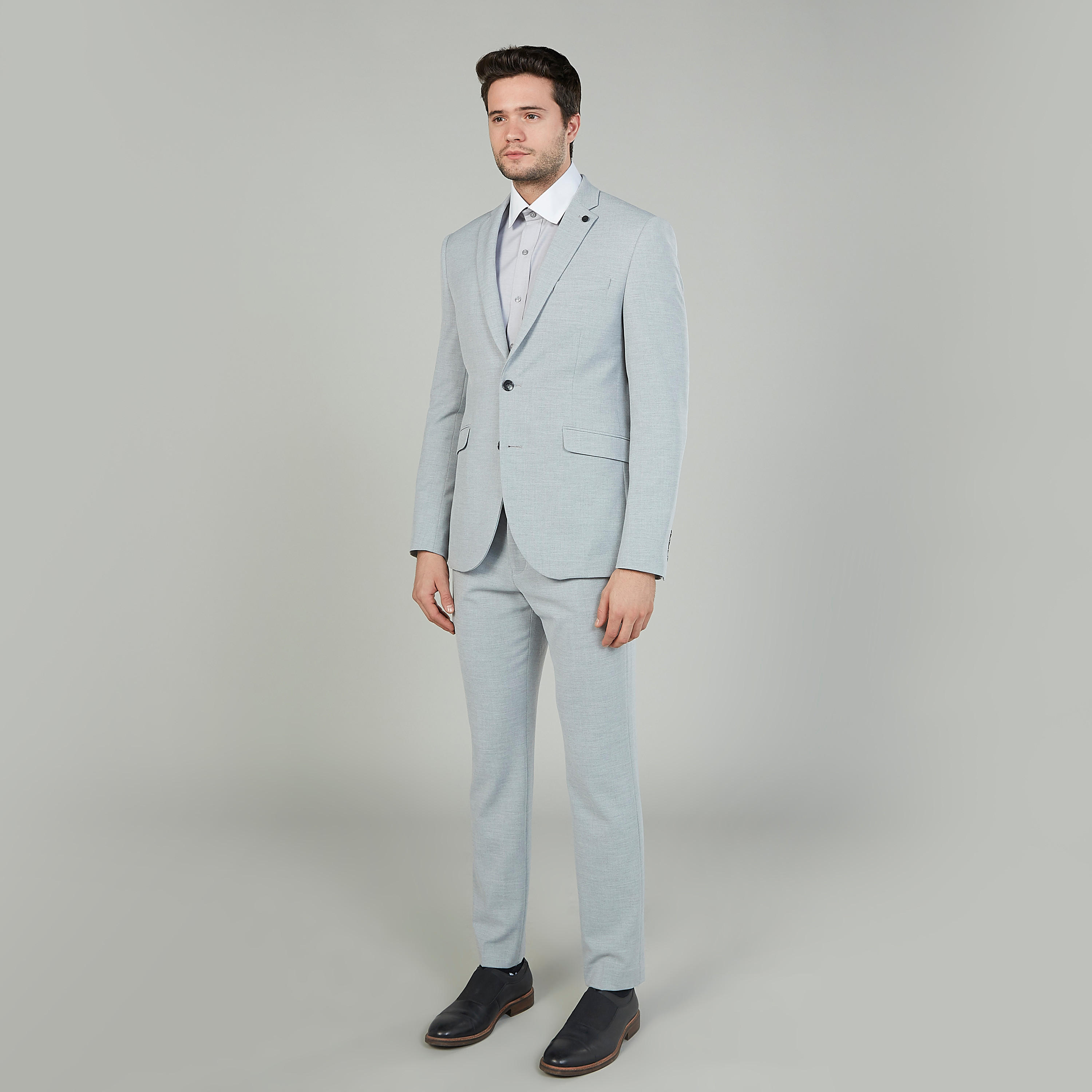 بنطلون رسمي سادة بخصر متوسط الإرتفاع بتفاصيل جيوب وعروات-men-clothing-bottoms-trousersandchinos-trousers-image-2