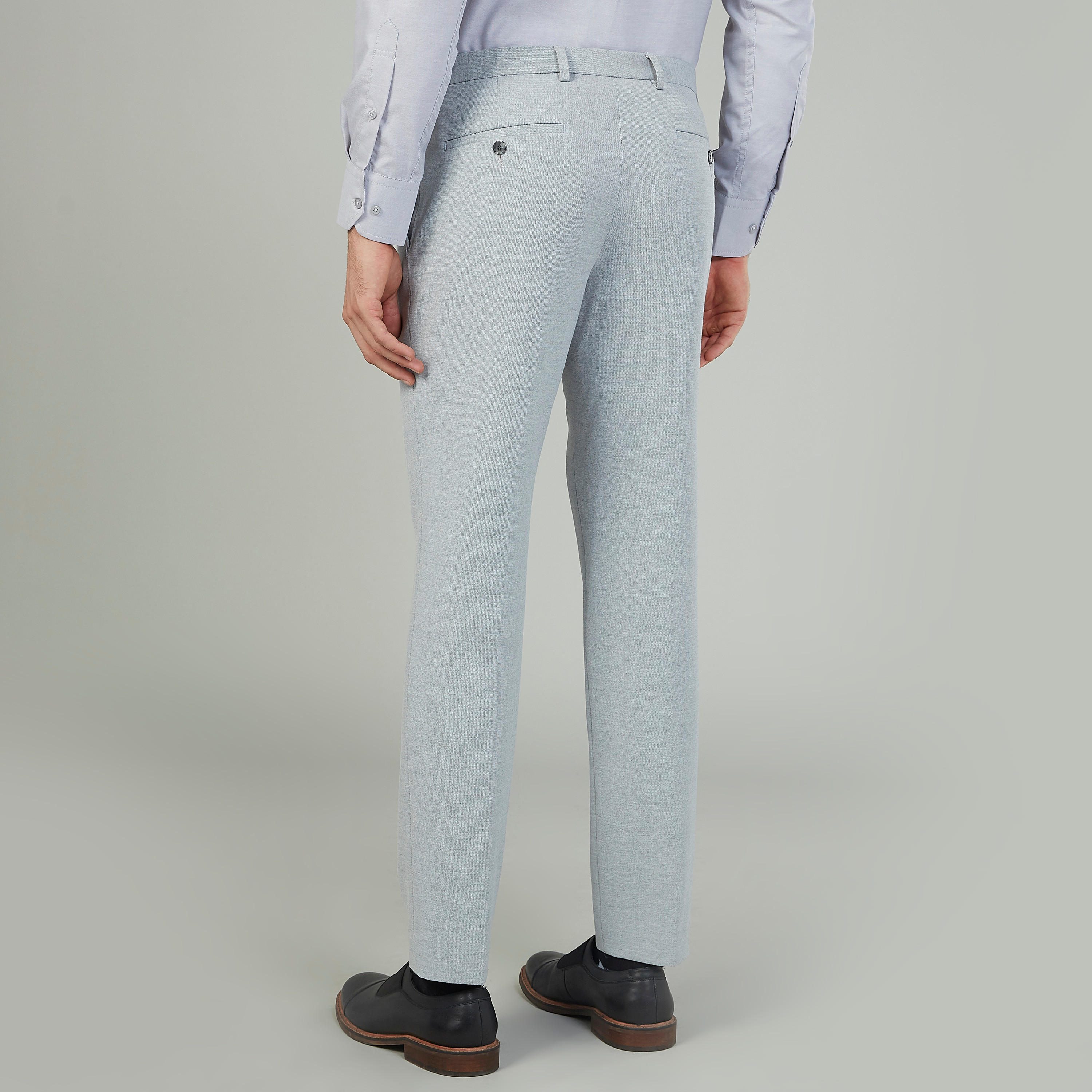 بنطلون رسمي سادة بخصر متوسط الإرتفاع بتفاصيل جيوب وعروات-men-clothing-bottoms-trousersandchinos-trousers-image-4