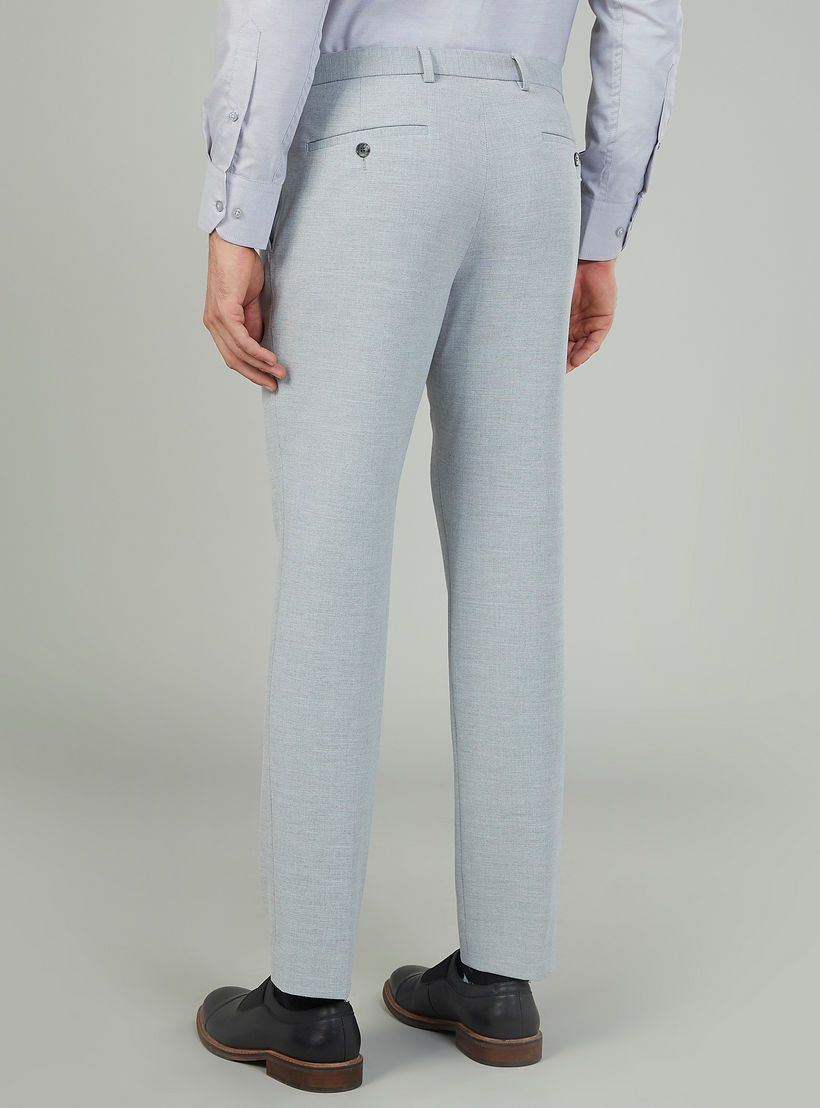 بنطلون رسمي سادة بخصر متوسط الإرتفاع بتفاصيل جيوب وعروات-men-clothing-bottoms-trousersandchinos-trousers-image-4