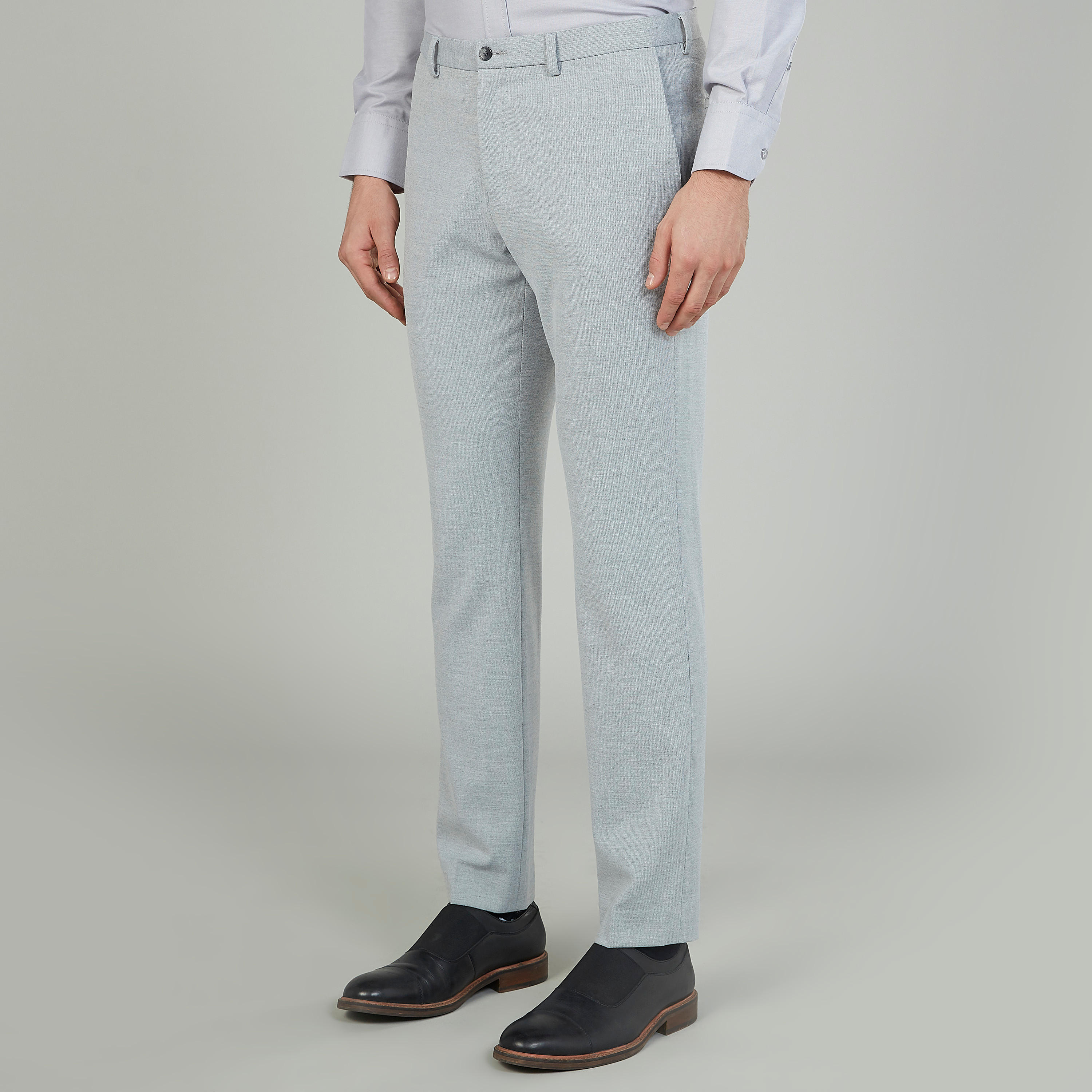 بنطلون رسمي سادة بخصر متوسط الإرتفاع بتفاصيل جيوب وعروات-men-clothing-bottoms-trousersandchinos-trousers-image-5