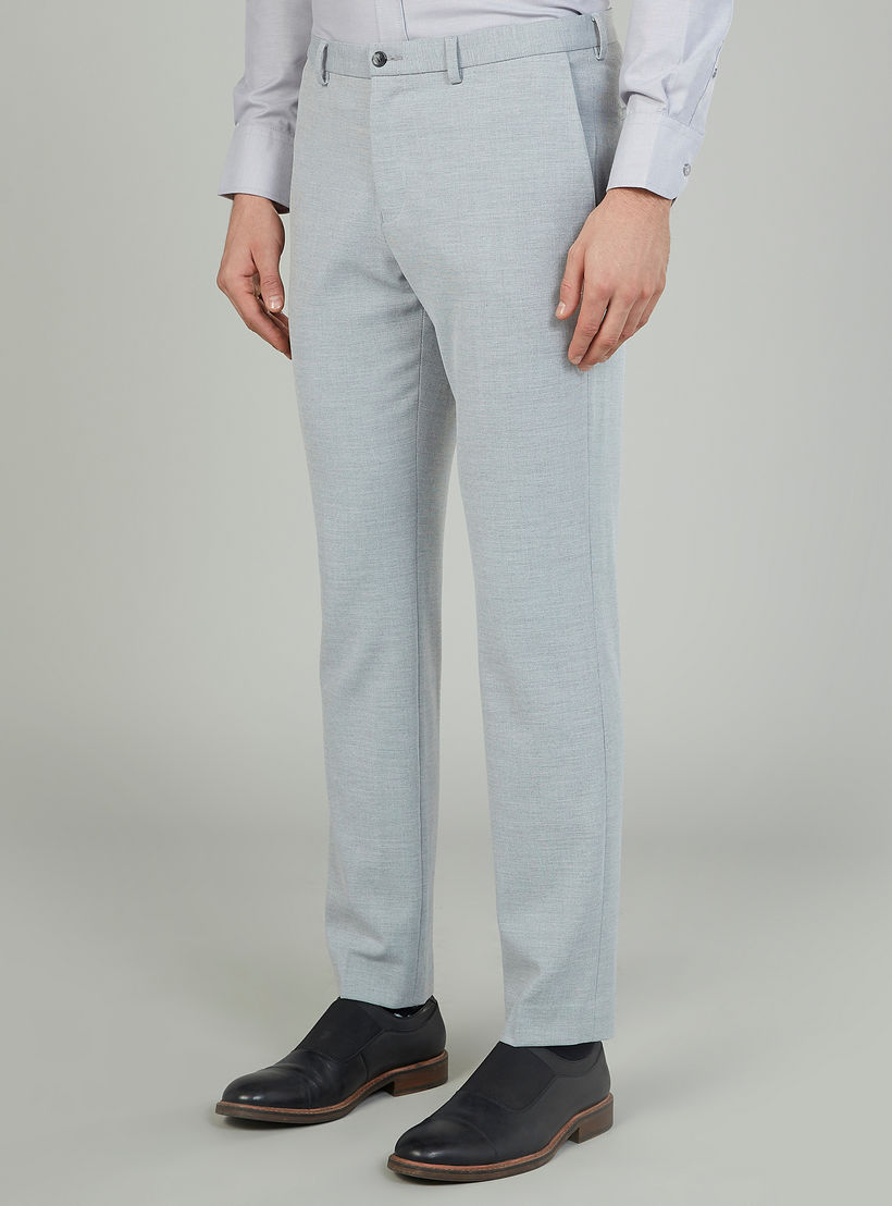 بنطلون رسمي سادة بخصر متوسط الإرتفاع بتفاصيل جيوب وعروات-men-clothing-bottoms-trousersandchinos-trousers-image-5