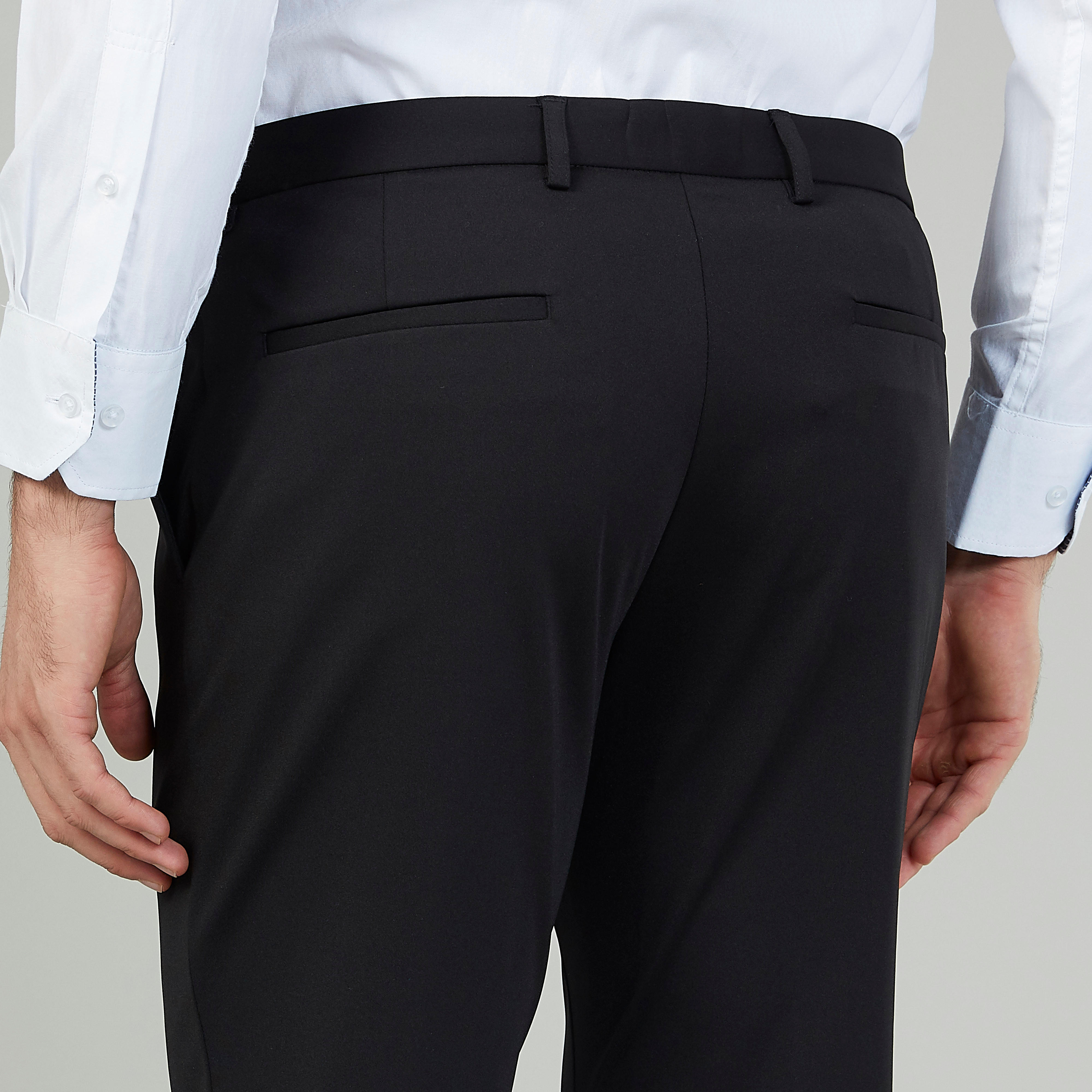 بنطلون رسمي سليم سادة بخصر متوسط الارتفاع وجيوب-men-clothing-bottoms-trousersandchinos-trousers-image-3