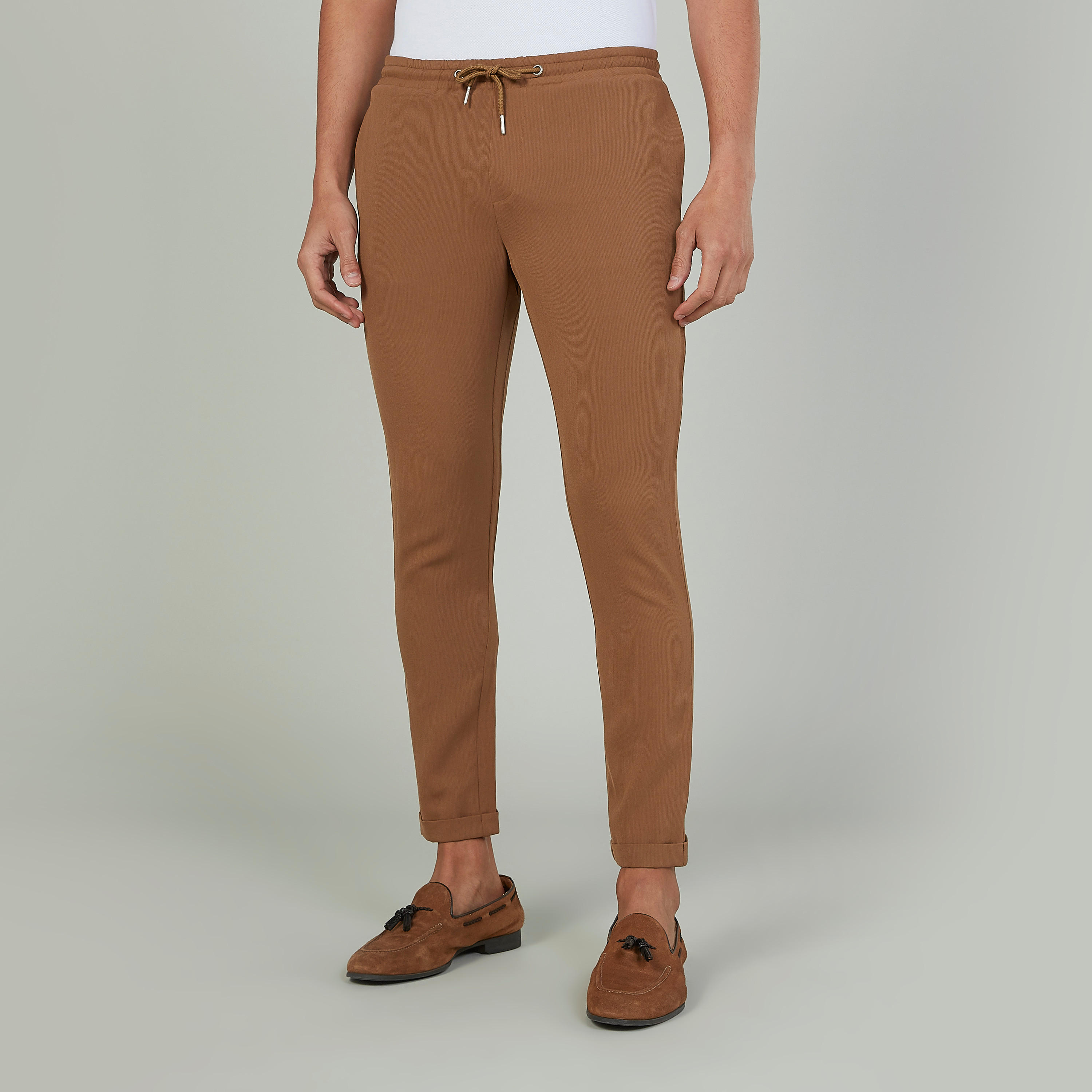 بنطلون سليم سادة بخصر متوسط الارتفاع وجيوب-men-clothing-bottoms-trousersandchinos-trousers-image-1