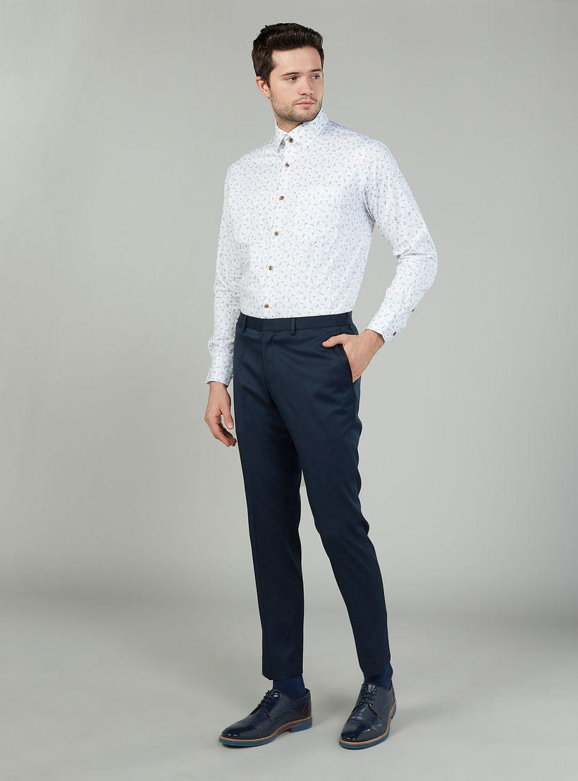 بنطلون سليم سادة بخصر متوسط الارتفاع وجيوب وعراوي-men-clothing-bottoms-trousersandchinos-trousers-image-2