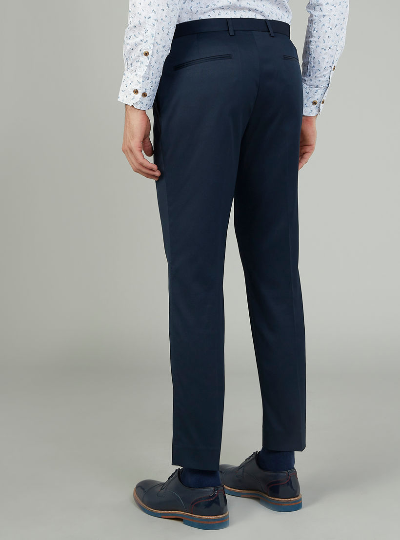 بنطلون سليم سادة بخصر متوسط الارتفاع وجيوب وعراوي-men-clothing-bottoms-trousersandchinos-trousers-image-4