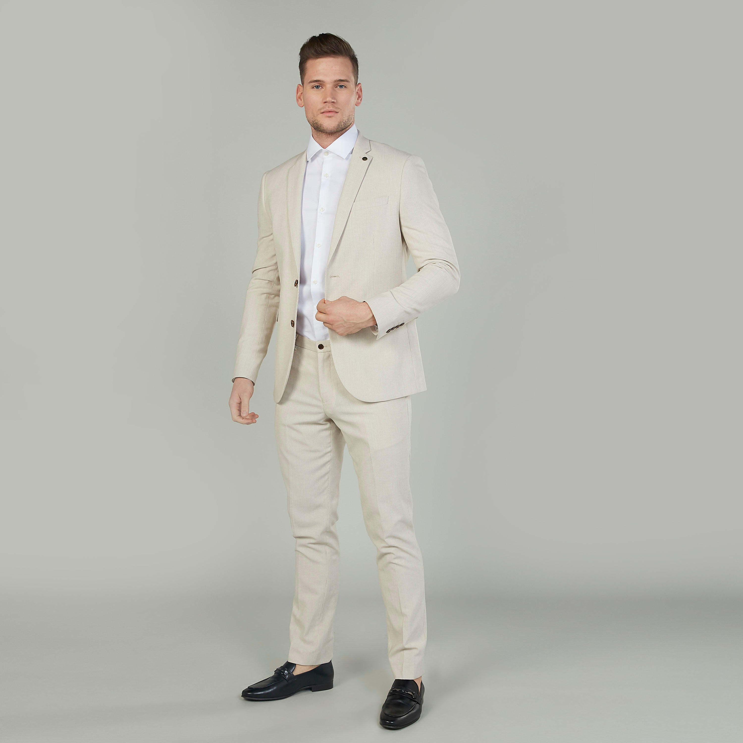 بنطلون رسمي كتّان بخصر متوسط الارتفاع وجيوب وعراوي-men-clothing-bottoms-trousersandchinos-trousers-image-2