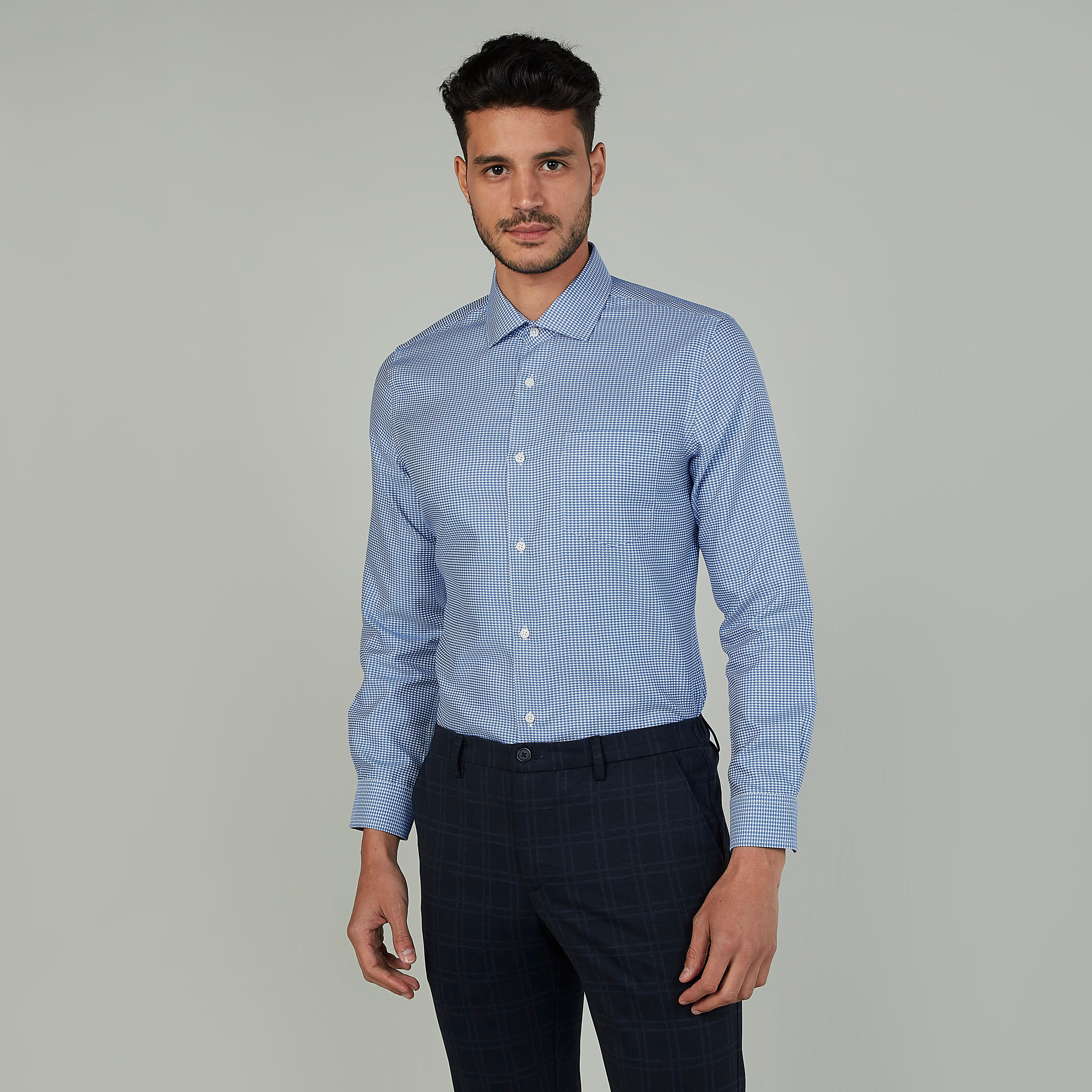 Sustainable Chequered Formal Shirt with Long Sleeves-men-clothing-shirts-image-1