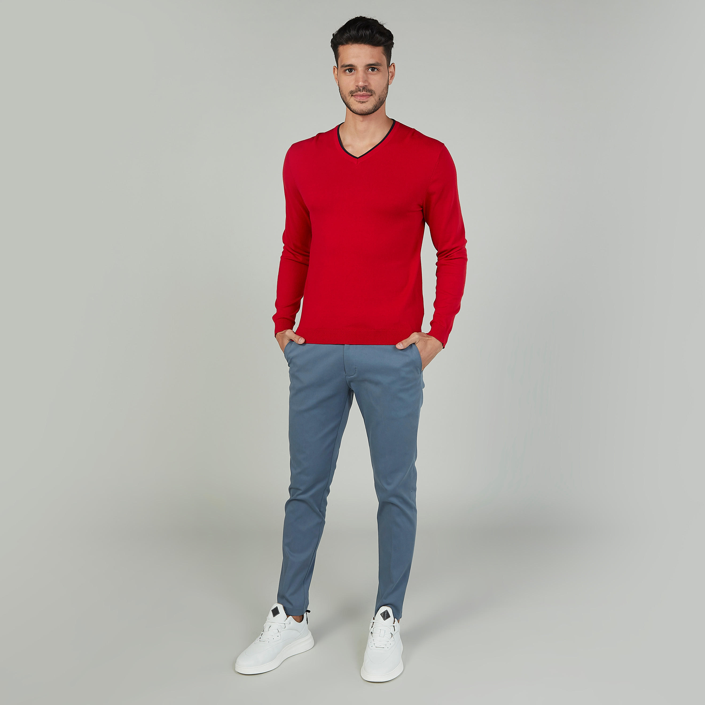 كنزة بارزة الملمس بياقة V وأكمام طويلة-men-clothing-sweatersandpullovers-image-4