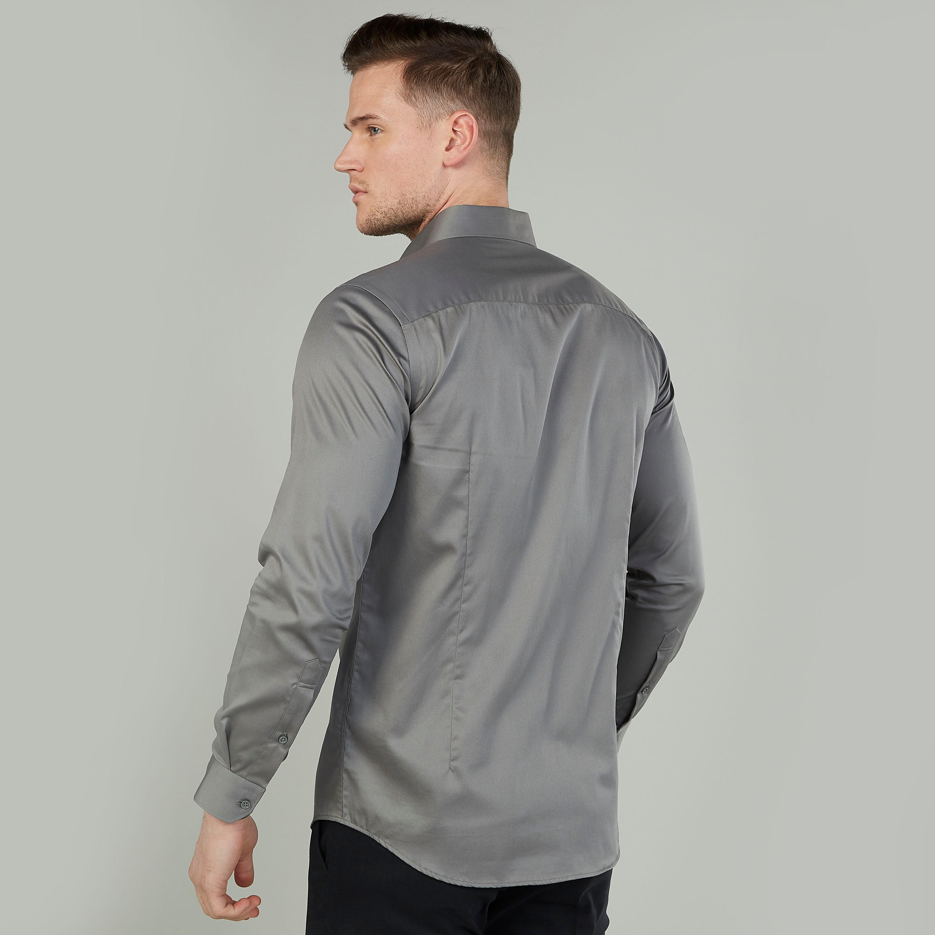 Plain Shirt with Long Sleeves and Spread Collar-men-clothing-shirts-image-4