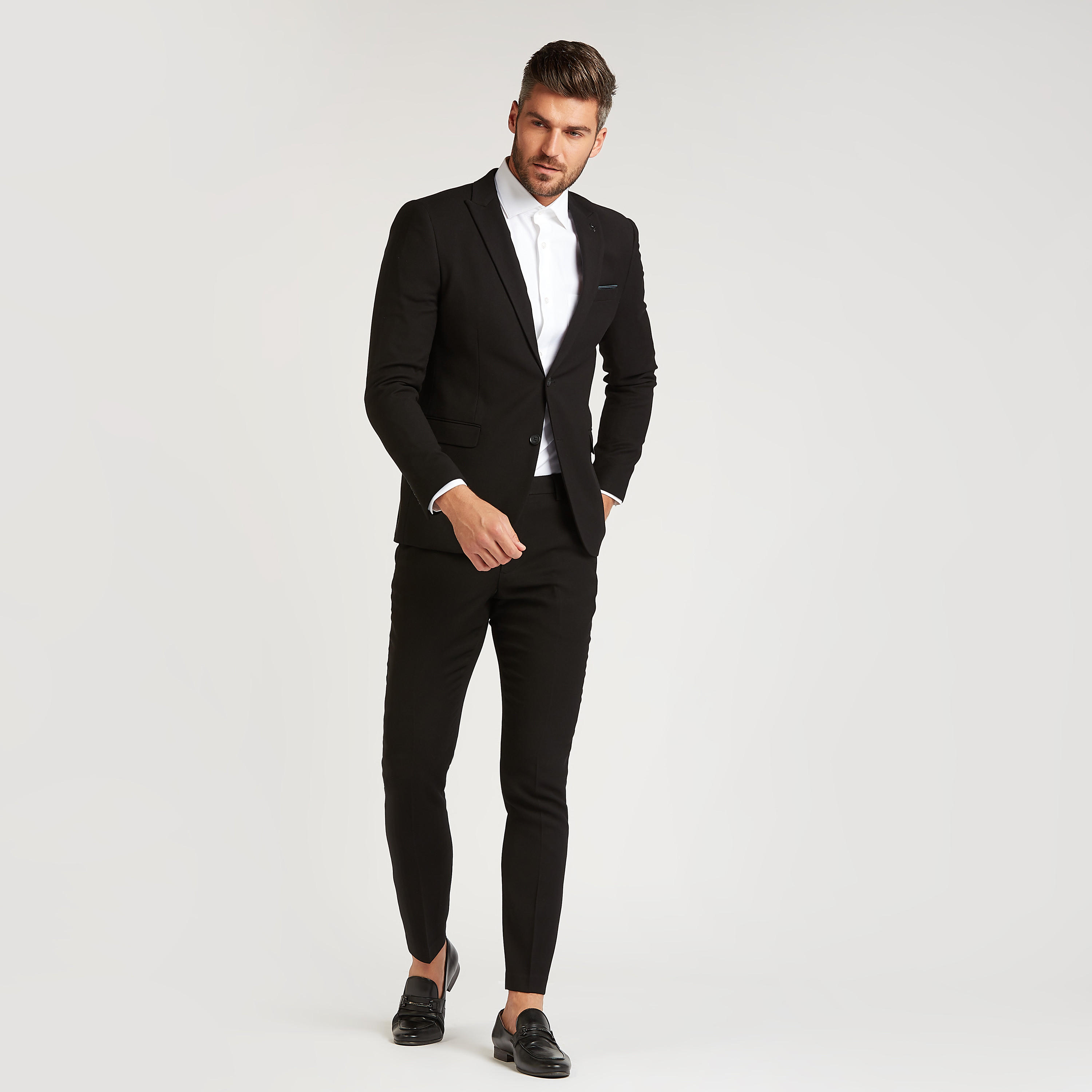 قميص رسمي سادة بأكمام طويلة وجيب على الصدر-men-clothing-shirts-image-2