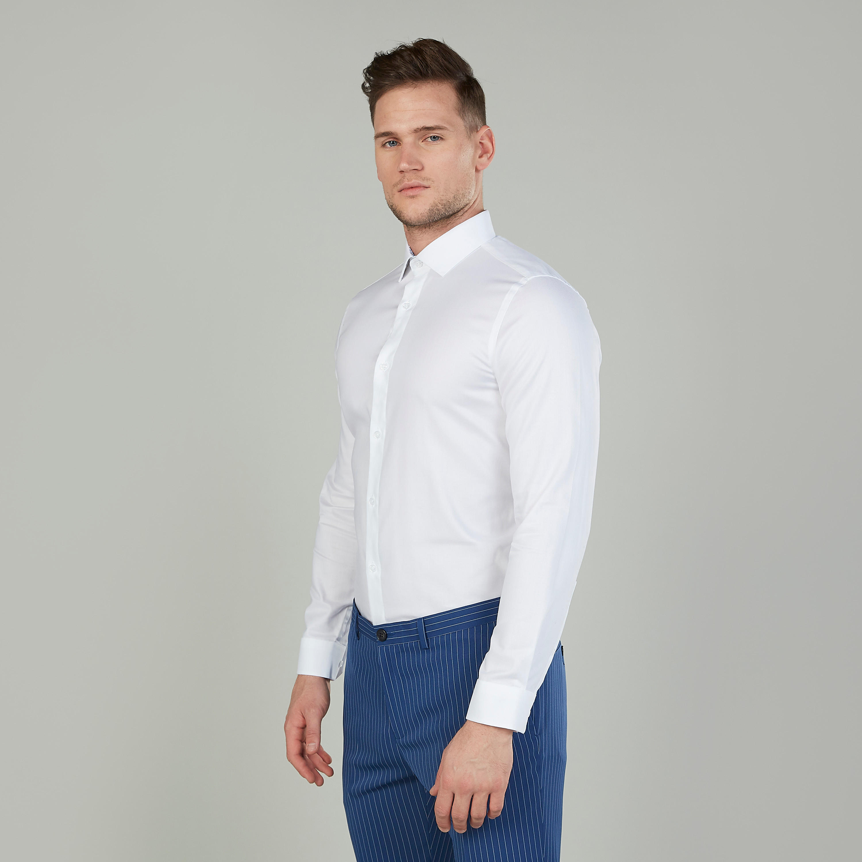 Plain Shirt with Long Sleeves and Spread Collar-men-clothing-shirts-image-1