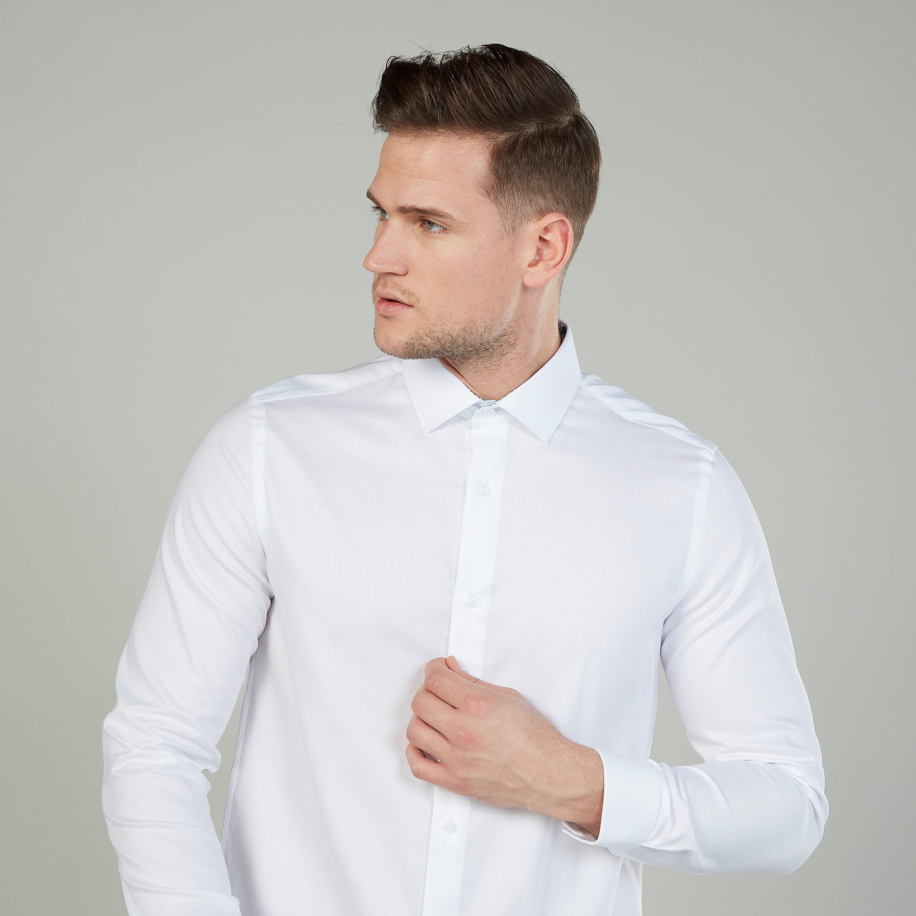 Plain Shirt with Long Sleeves and Spread Collar-men-clothing-shirts-image-3