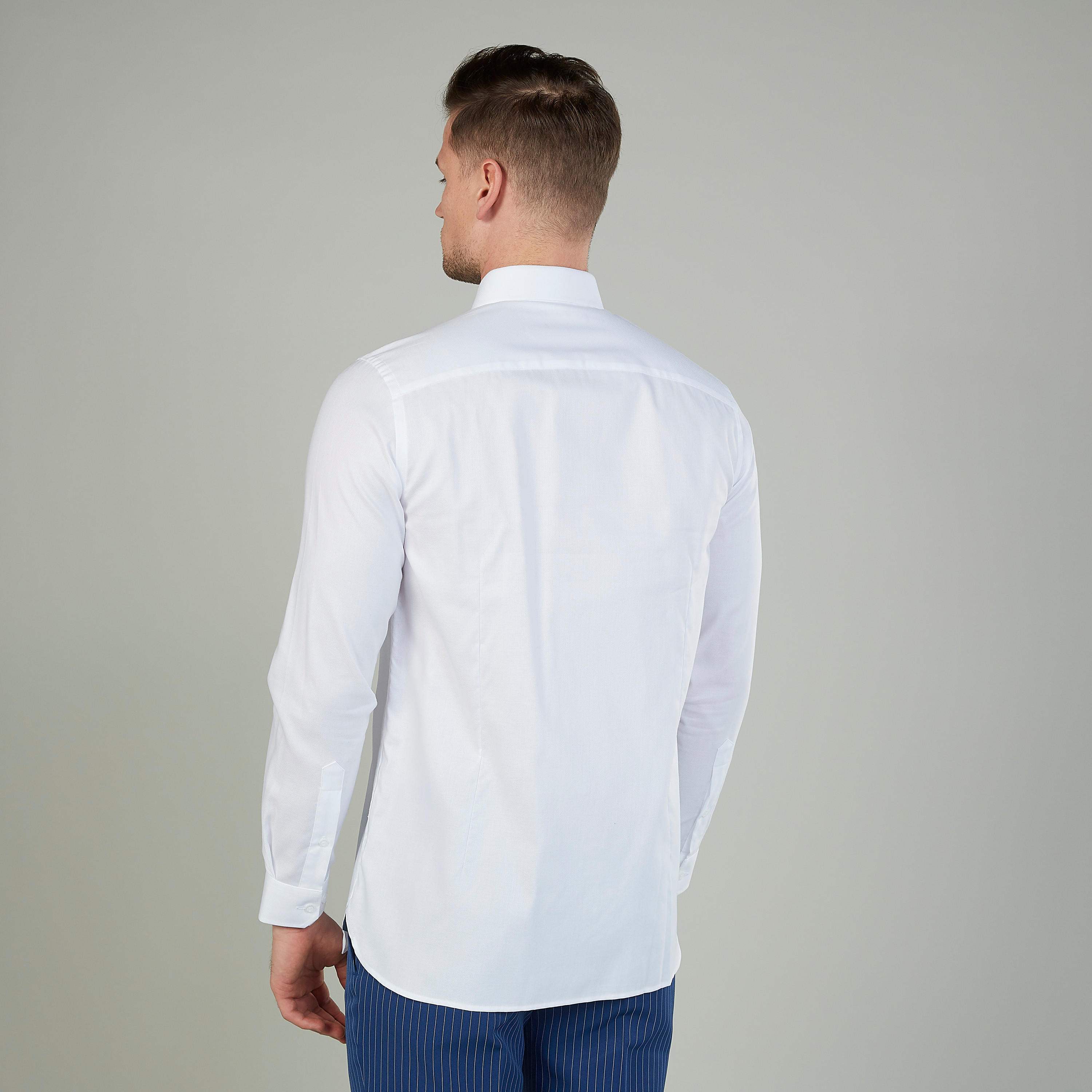 Plain Shirt with Long Sleeves and Spread Collar-men-clothing-shirts-image-4