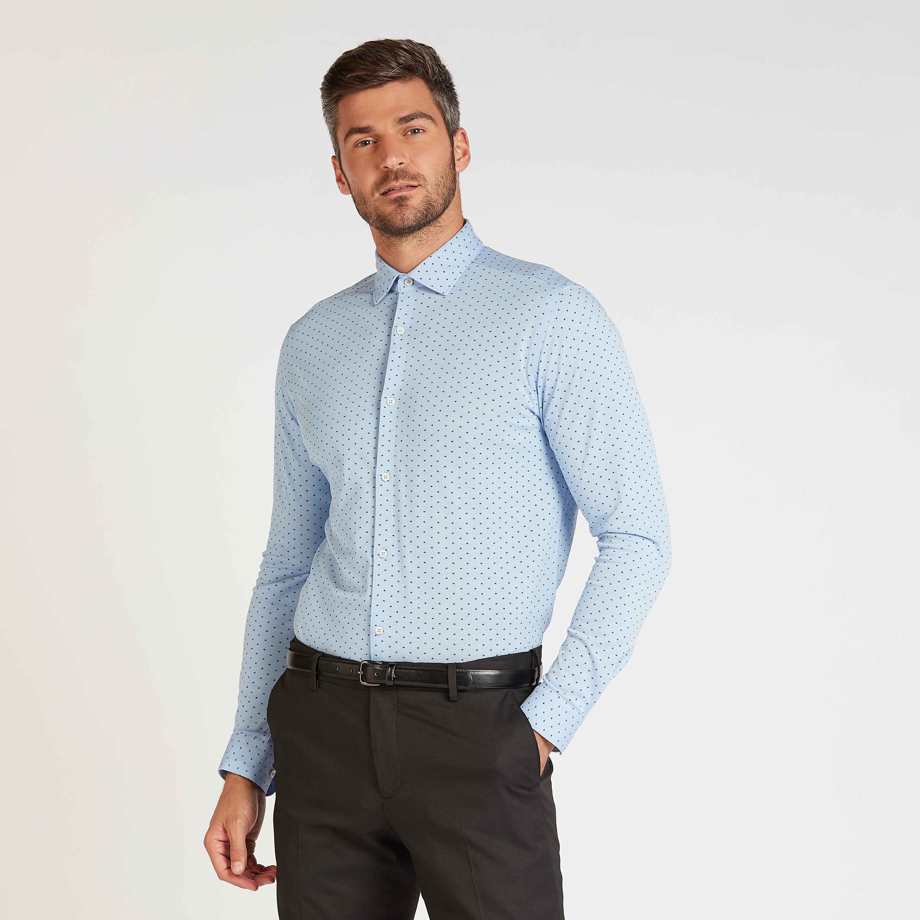 Printed Formal Shirt with Long Sleeves and Spread Collar-men-clothing-shirts-image-1