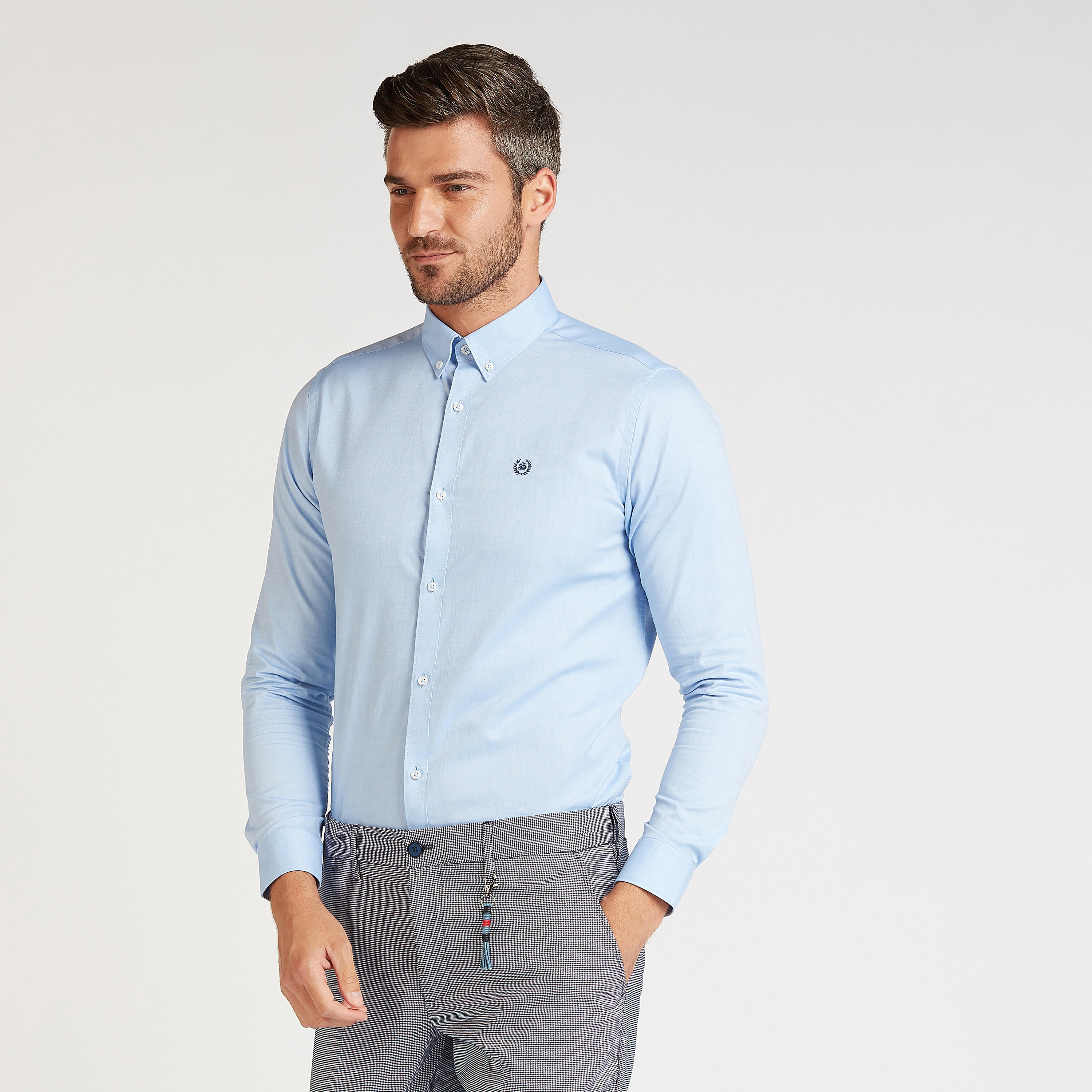Solid Formal Shirt with Long Sleeves and Spread Collar-men-clothing-shirts-image-1