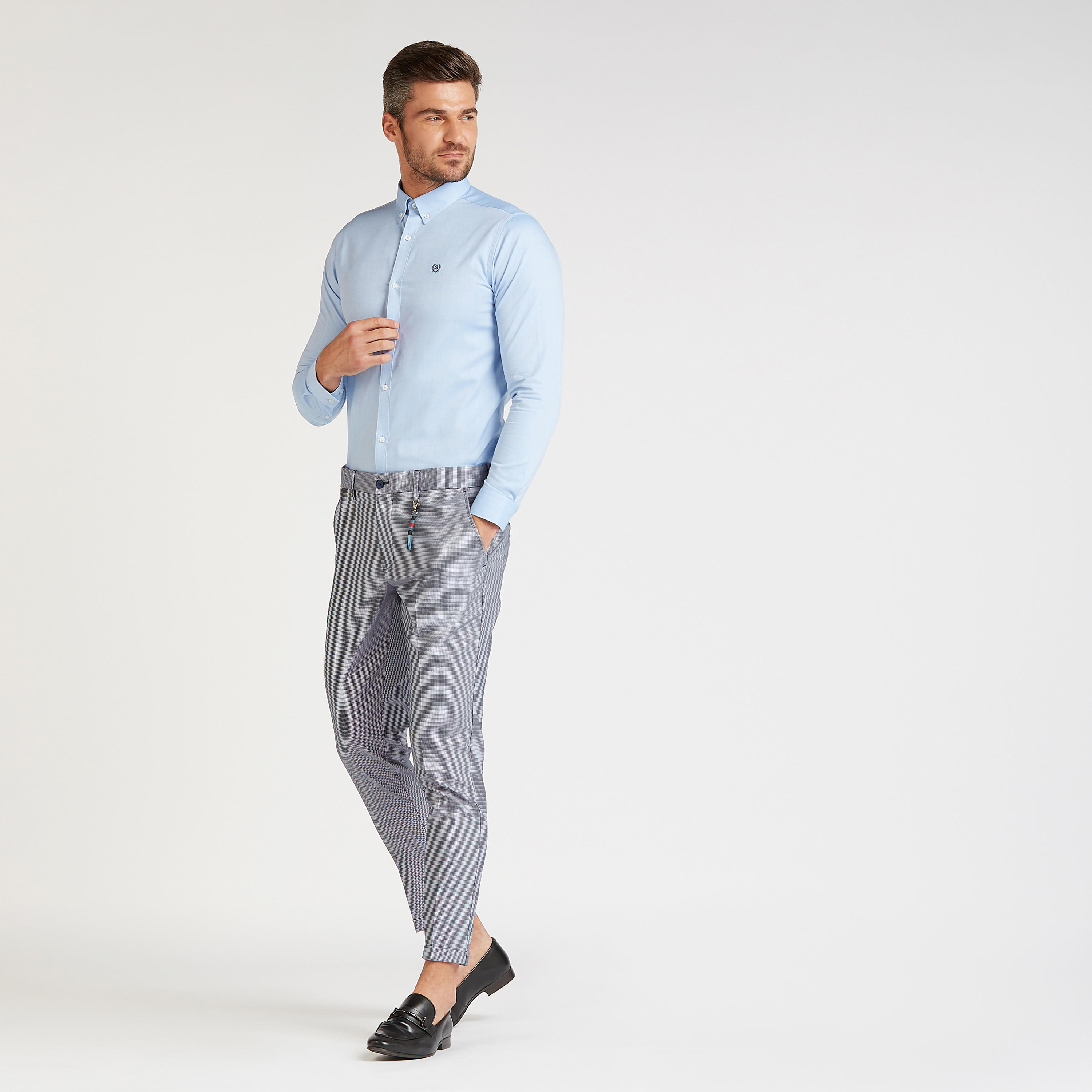Solid Formal Shirt with Long Sleeves and Spread Collar-men-clothing-shirts-image-2