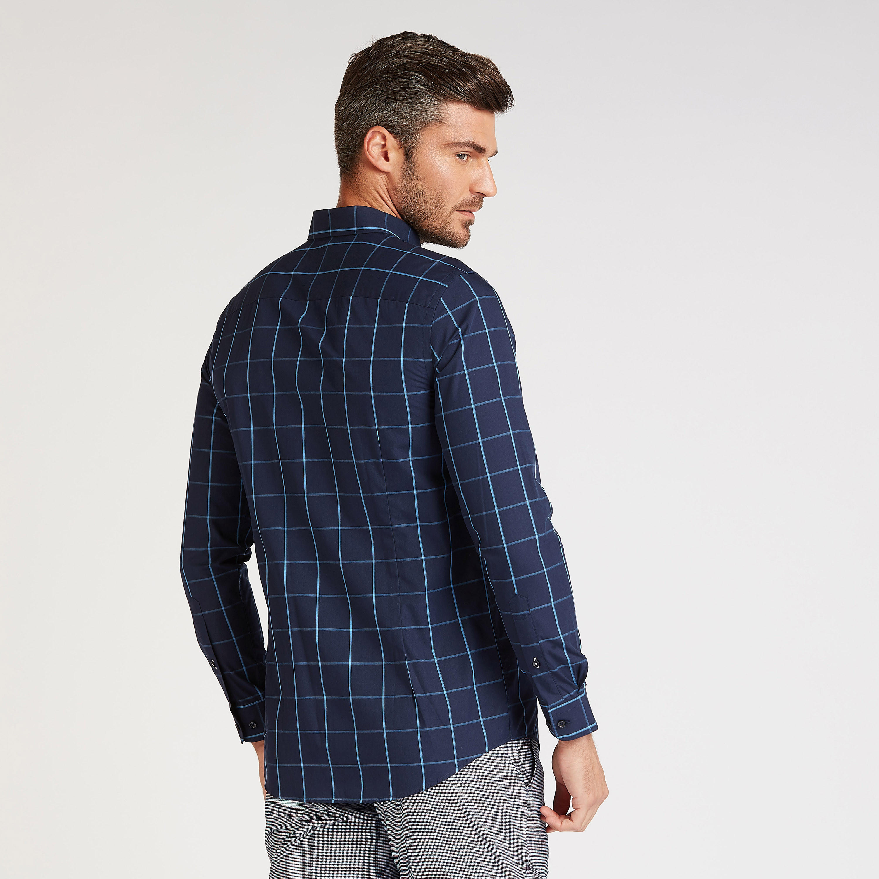قميص رسمي كاروهات بأكمام طويلة وياقة عادية-men-clothing-shirts-image-4